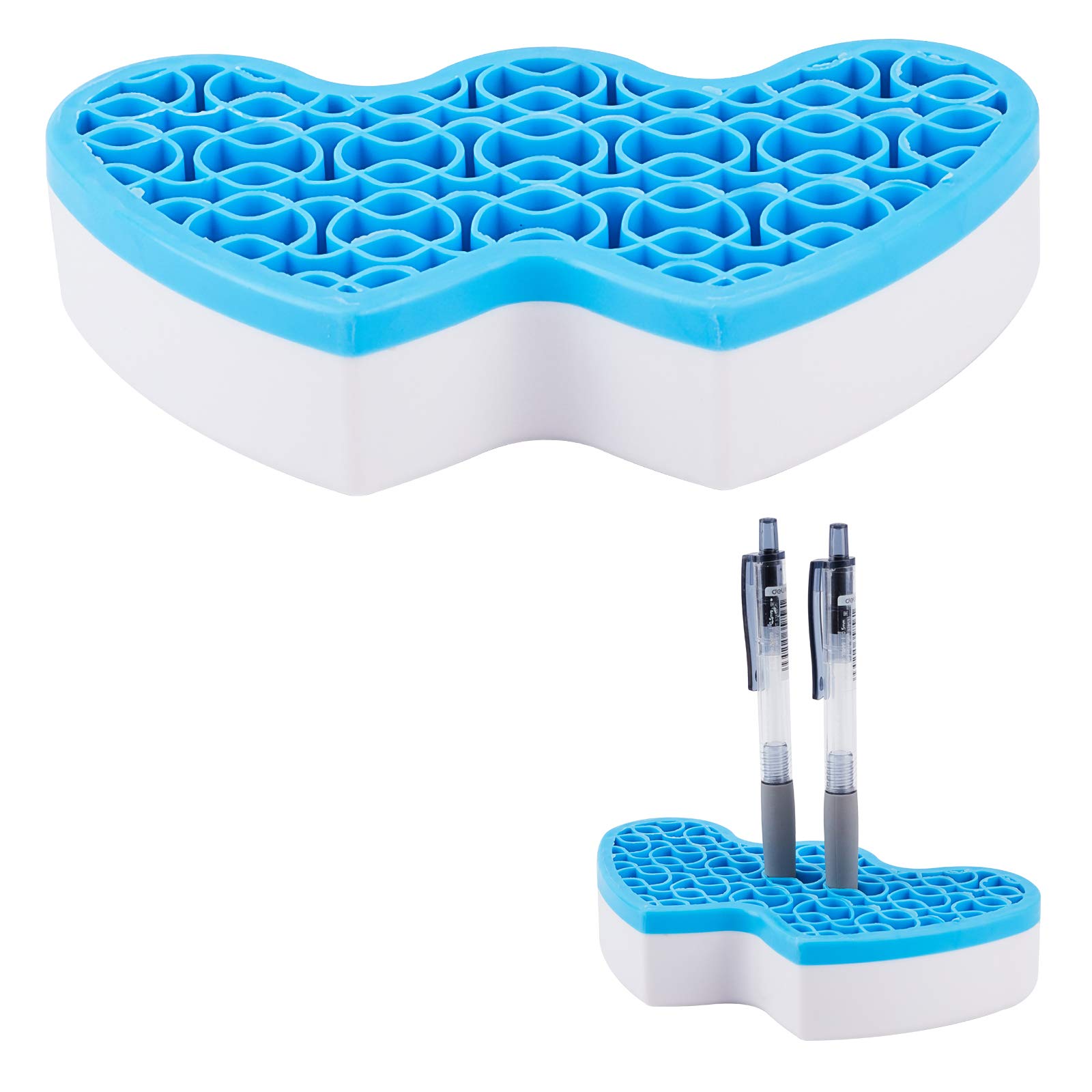 GORGECRAFT Silicone Makeup Brush Holder & Pen Organizer - Multipurpose Desktop Storage for Cosmetics, Painting Supplies, Office Accessories - Perfect for Vanity, Art Studio & Work Desk (Blue)