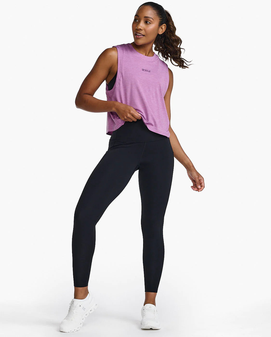 Motion Crop Tank Top in Mauve - Women's Athletic Workout Shirt for Yoga, Running & Gym