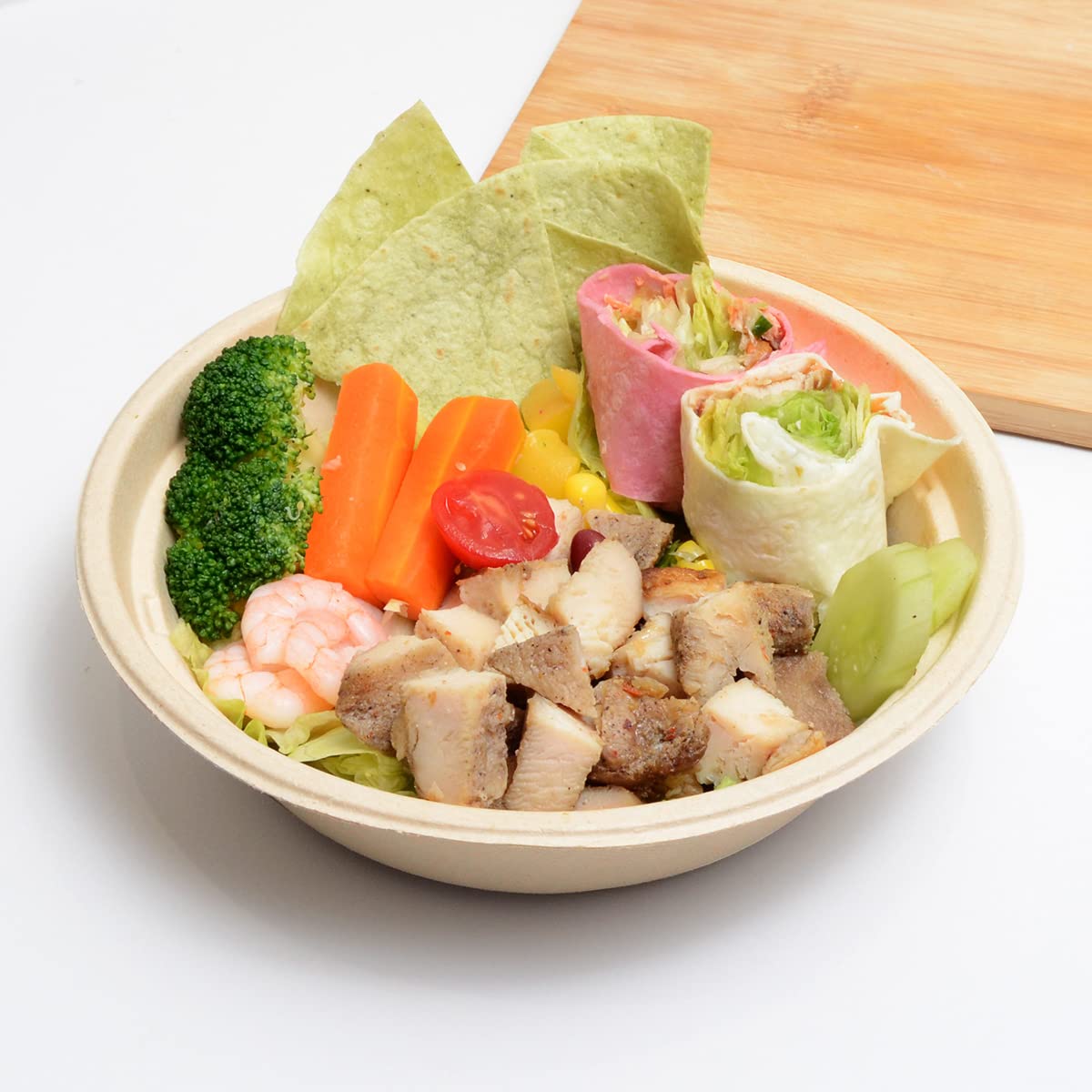 Bloomoon 100-Pack 32 oz Large Disposable Paper Bowls - Heavy Duty, Grease Resistant for Salad, Pasta, Burrito, Lunch & Snacks - Perfect for Parties, Catering, Picnics & Outdoor Events