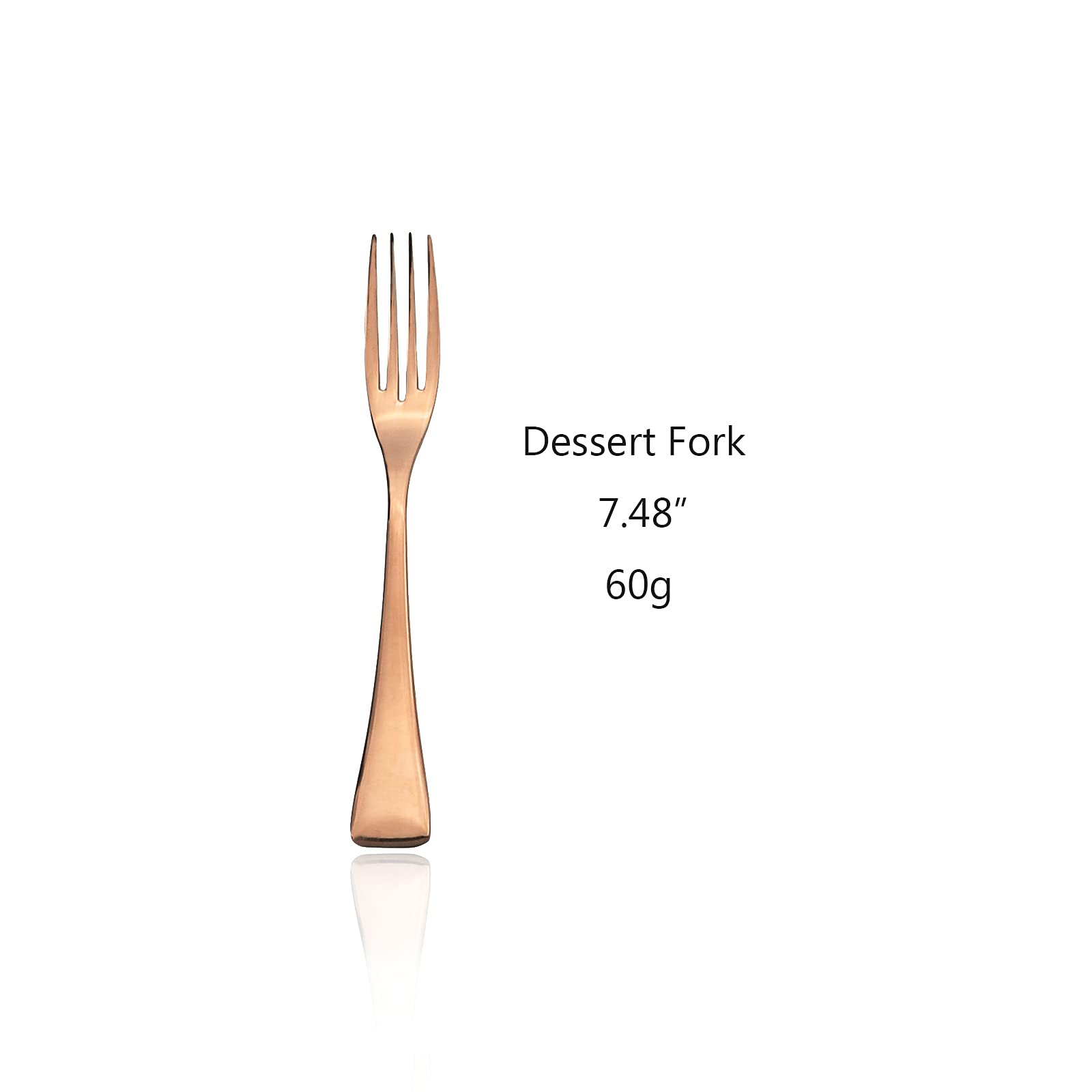 4-Piece Copper Dessert Forks Set - 304 Stainless Steel Rose Gold Salad Forks (7.48 Inches) - Perfect for Wedding, Party, and Fine Dining Tableware
