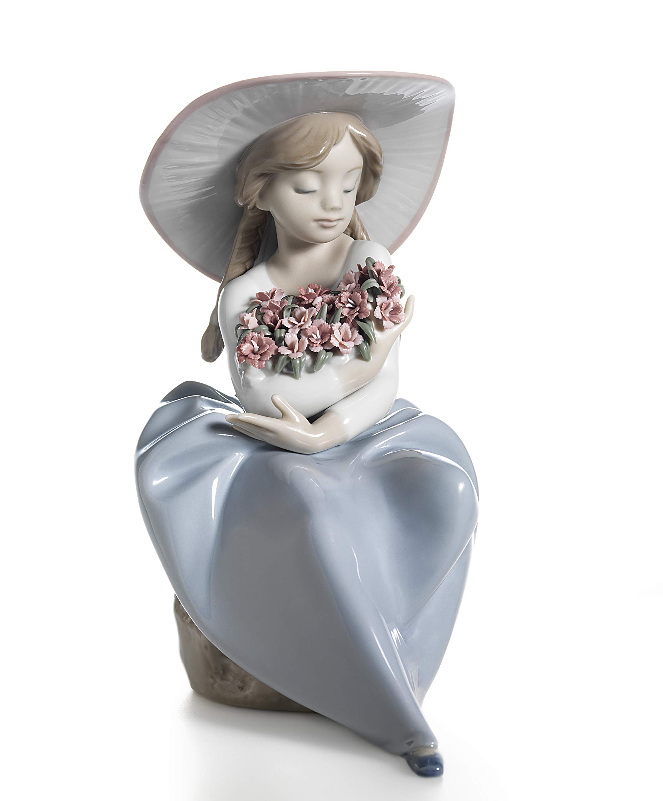 LLADRÓ Fragrant Bouquet Porcelain Girl Figurine - Handcrafted Spanish Collectible with Floral Design | Perfect for Home Decor, Gift Giving & Collector's Display