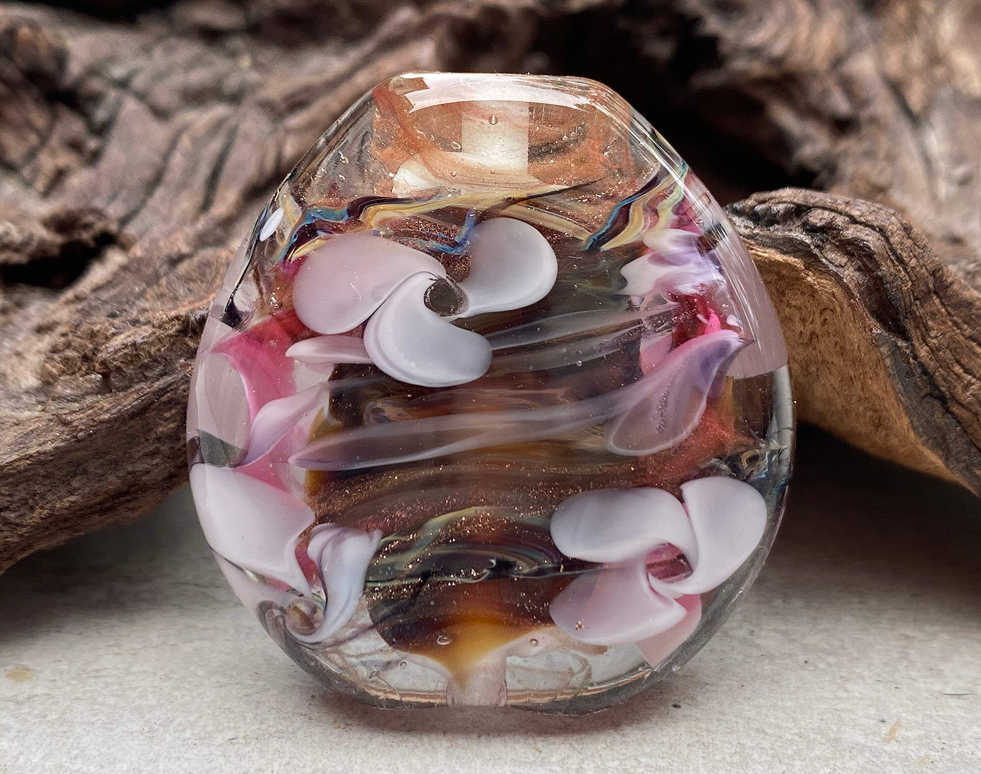 Japanese Cherry Blossom Lampwork Glass Focal Bead for Jewelry Making - Handmade Artisan Bead for Necklaces, Bracelets, DIY Crafts - Perfect for Spring & Wedding Accessories