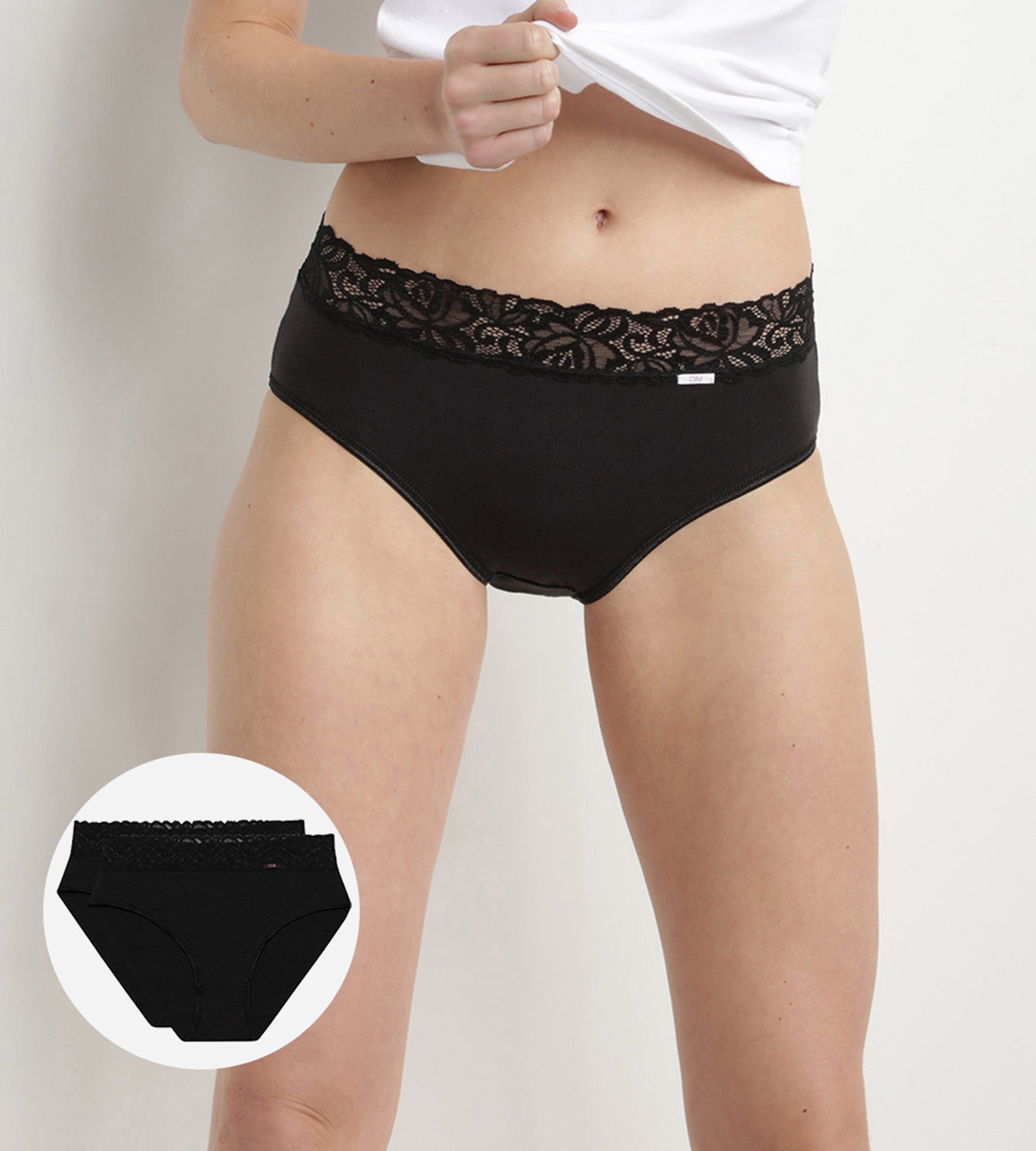 2 Pack High Waist Black Cotton Women's Underwear - Soft & Comfortable for Everyday Wear, Yoga, and Sleep