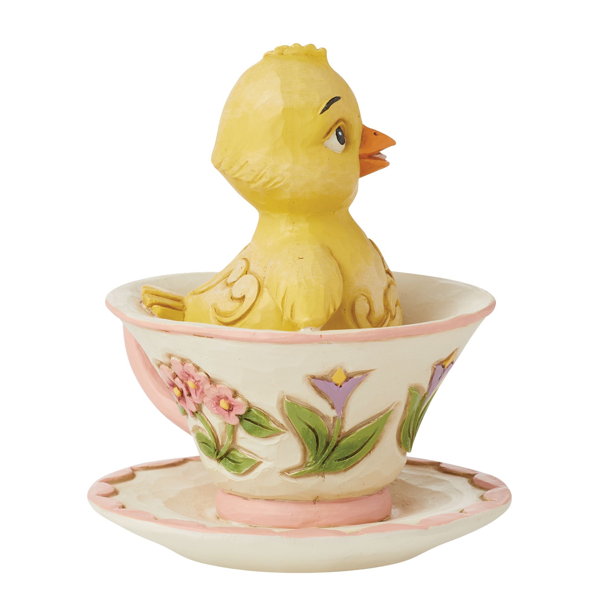 Adorable Chick in Teacup Mini Figurine - Cute Ceramic Animal Decor for Home, Office & Easter Decorations - Perfect for Spring Displays, Gift Giving & Tabletop Decor