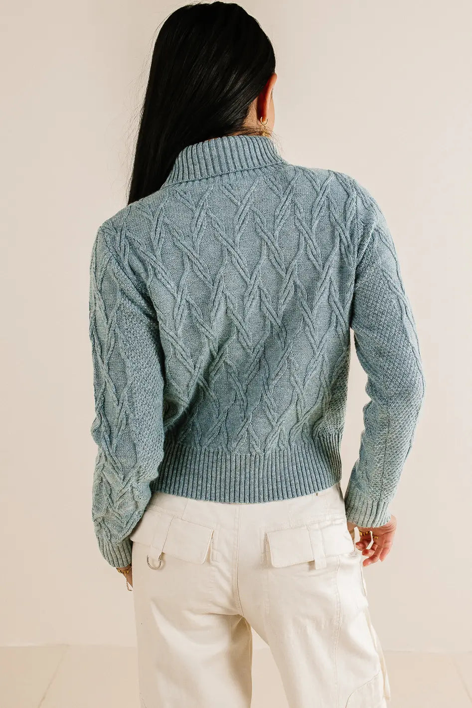 Women's Maeve Blue Turtleneck Sweater - Soft Winter Knit Pullover for Casual & Office Wear | FINAL SALE