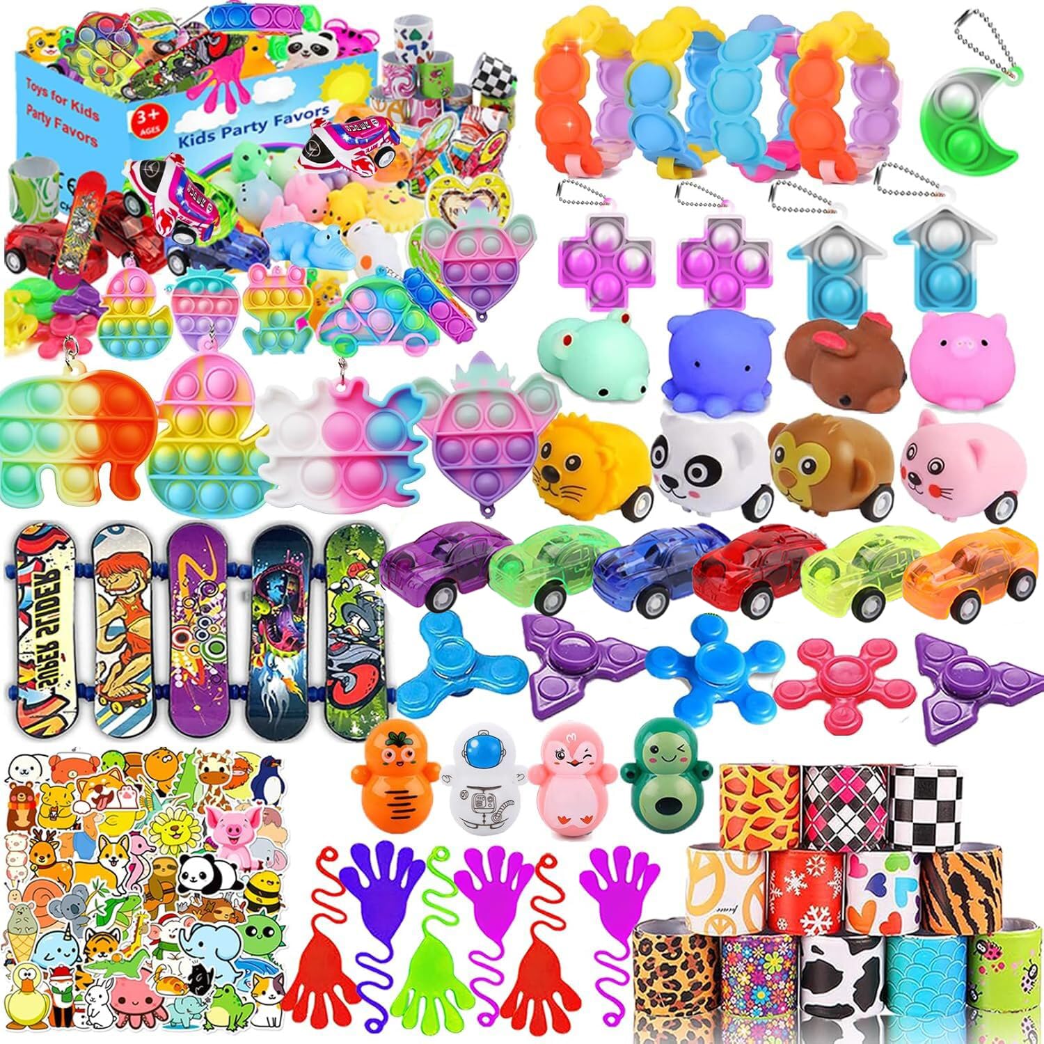109 Pcs Pop Fidget Toys for Kids Ages 4-8 - Bulk Party Favors, Goodie Bag Fillers, Treasure Box & Carnival Prizes - Perfect for Birthday Parties, Classroom Rewards, Pinata Stuffers & School Events