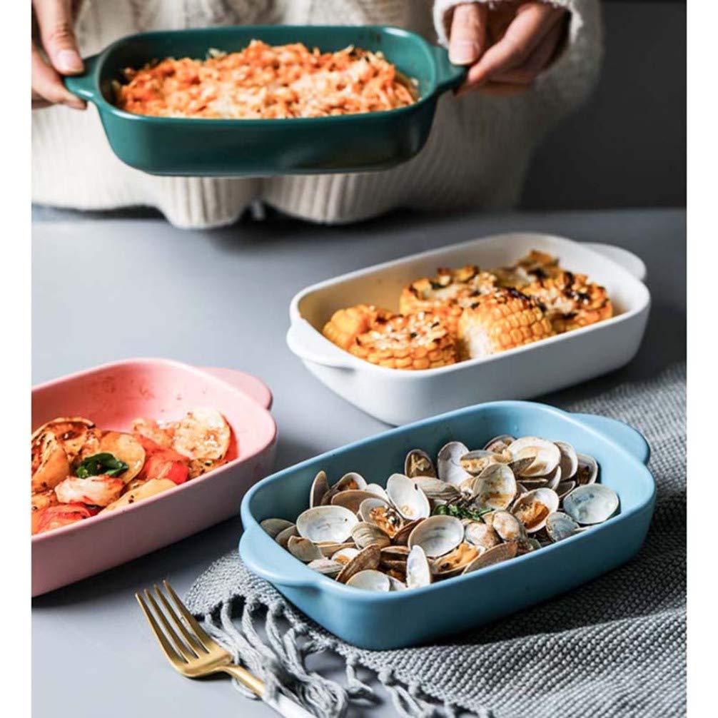 1pc High Temperature Ceramic Baking Pan with Handles - Non-Stick Cheese Cake Tart Bread Bakeware for Oven, Perfect for Baking, Roasting & Serving Dishes