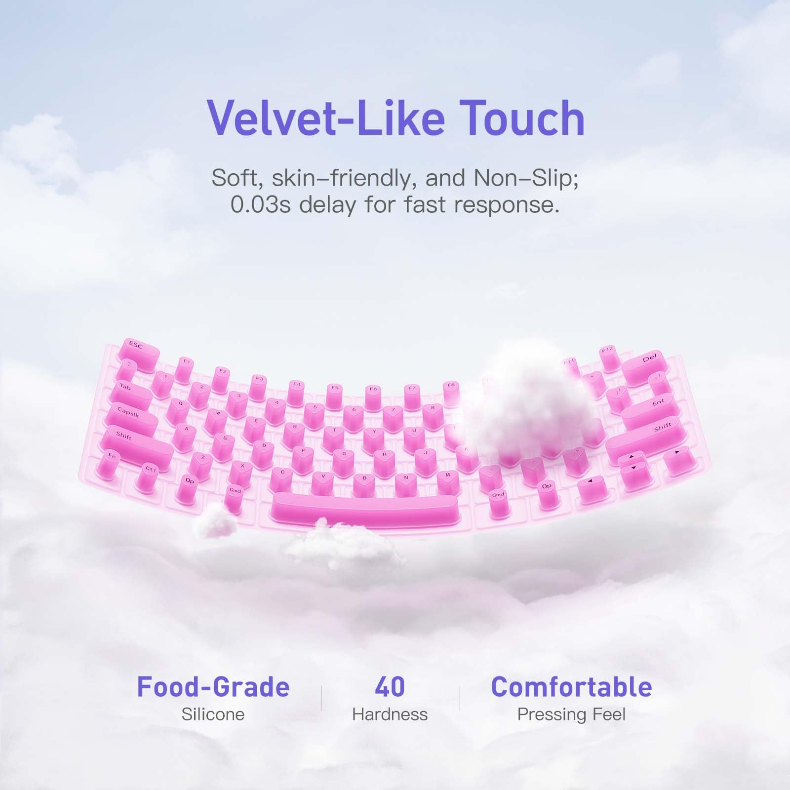 Majeree Silicone Keyboard Cover for Long Nails - Compatible with 2021-2024 MacBook Pro 14/16 & MacBook Air 13/15 - Raised Keys, Gift Box Packaging - Perfect for Typing with Long Nails, Office Work, Study & Home Use (Pink)