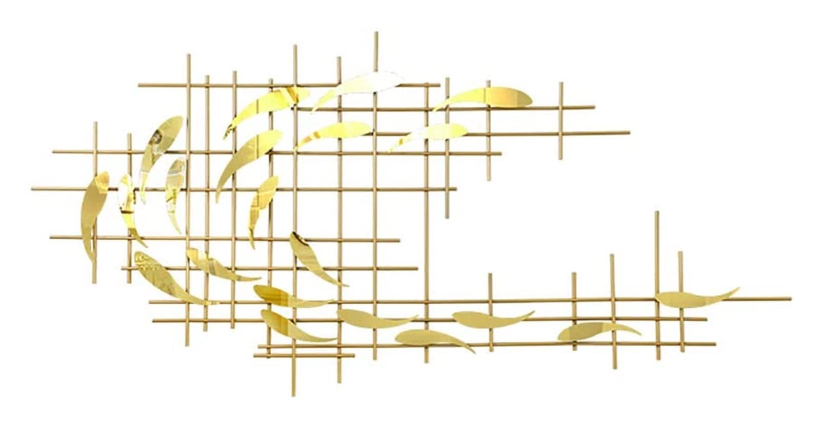 3D Metal Wall Art Sculpture - Modern Minimalist Golden Abstract Fish Design for Living Room & Bedroom Decor | Lightweight Home Decoration for Wall, Office & Gifts