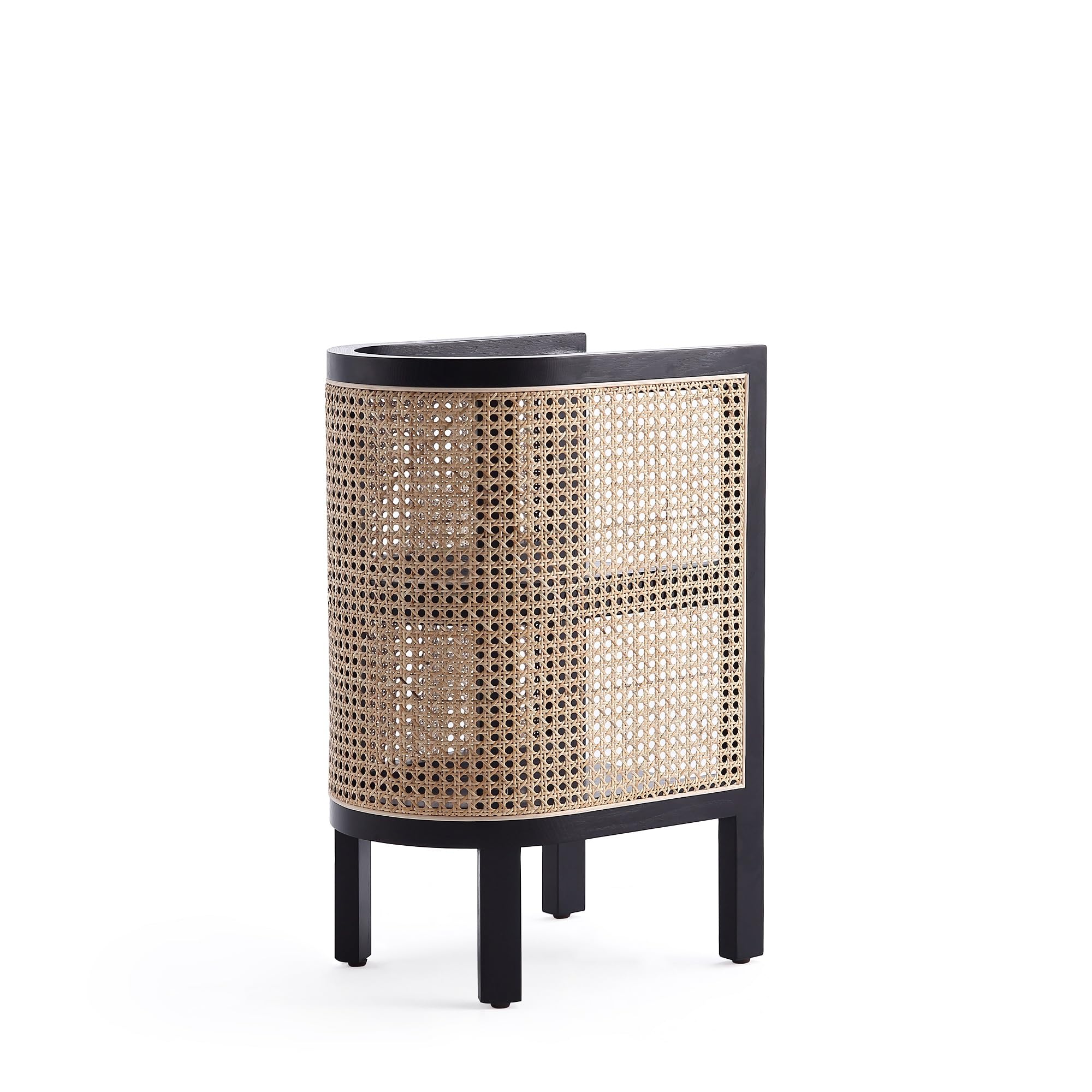Versailles Rattan Bedside Table - 2-Tier Storage End Table for Living Room, Bedroom & Home Office - Black/Natural Cane Accent Table | Perfect for Small Spaces, Nightstand Use & Sofa Side Table