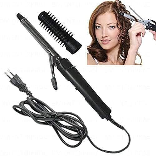 NOBILEA Hair Curling Iron Rod - Professional Instant Heat Styling Brush for Women | Fast Heating Motor Styling Tool for Home Use | Perfect for Beach Waves, Curls & Straightening (Black)
