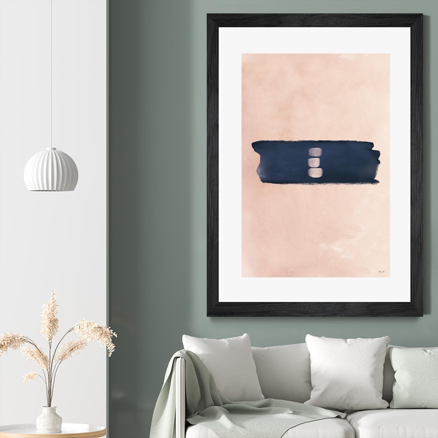 Blush & Navy Shapes II - Modern Abstract Wall Art for Living Room, Bedroom & Office Decor | Contemporary Art Study & Home Styling