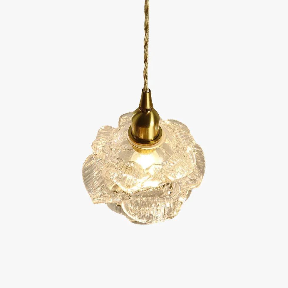 Modern Small Transparent Glass Flower Pendant Light - Elegant Ceiling Lighting for Living Room, Bedroom, and Dining Room Decor