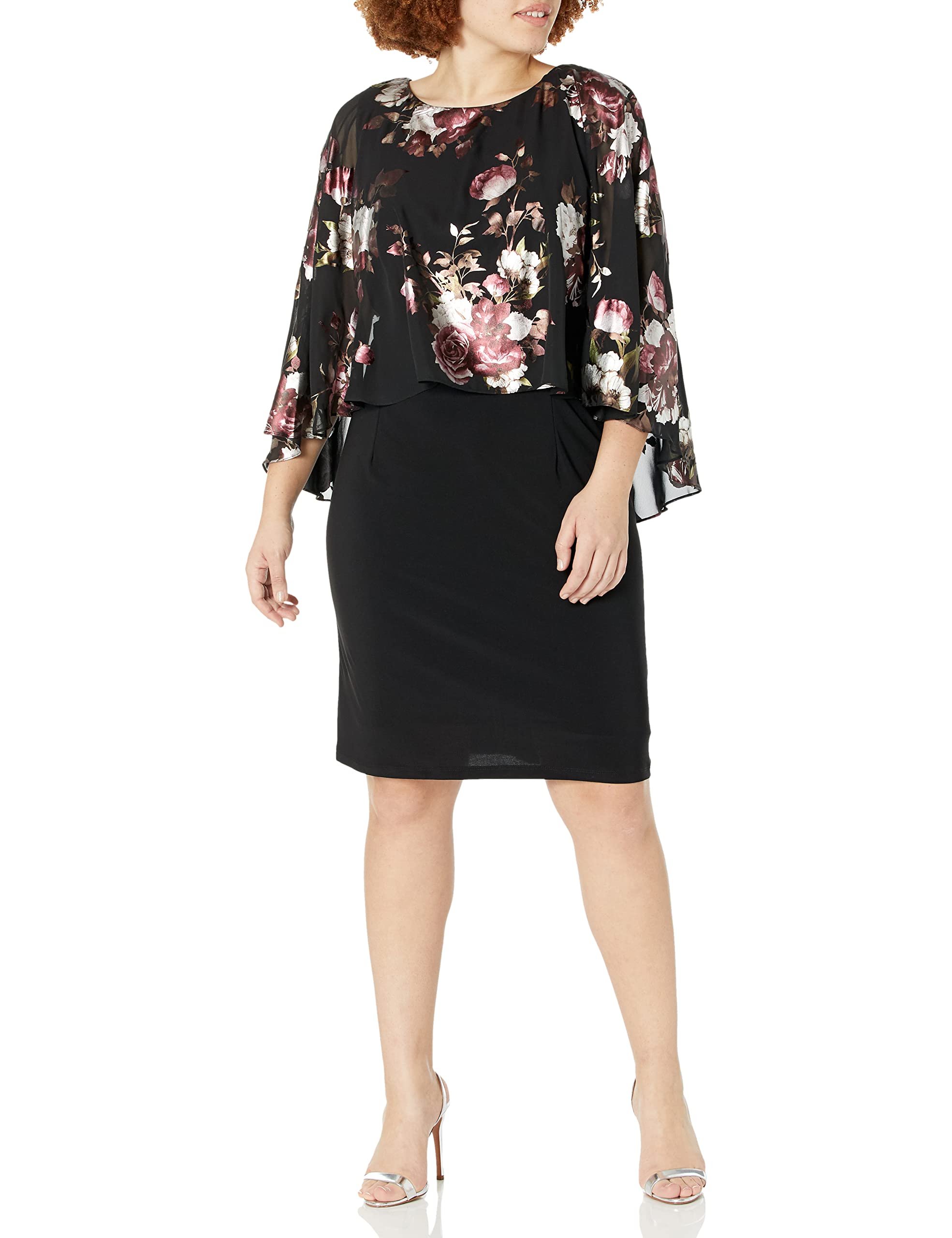 Stylish Plus Size Women's Popover Cape Dress - Flattering Short Sleeve Tunic for Casual Wear & Special Occasions | S.L. Fashions