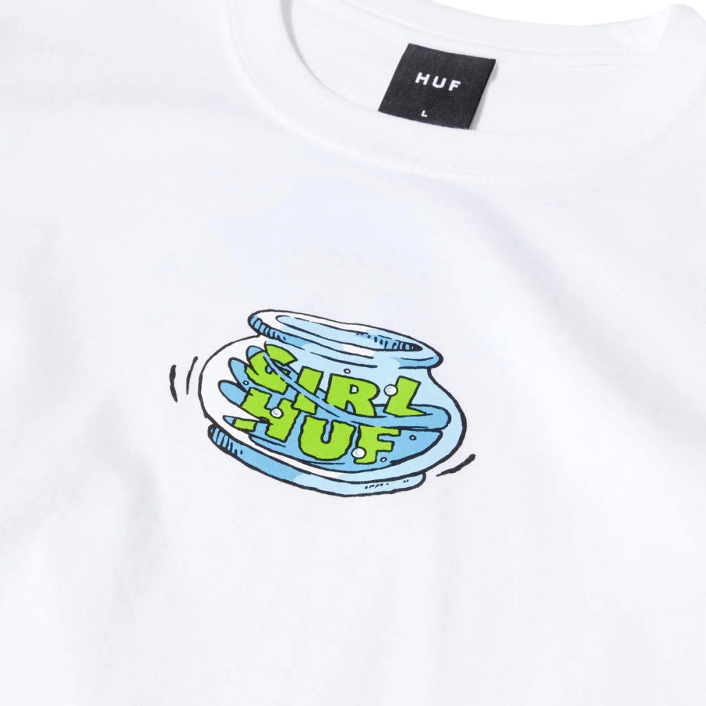 HUF x CRAILTAP Fish Bowl Short Sleeve T-Shirt - White | Men's Graphic Tee for Skateboarding & Streetwear Fashion