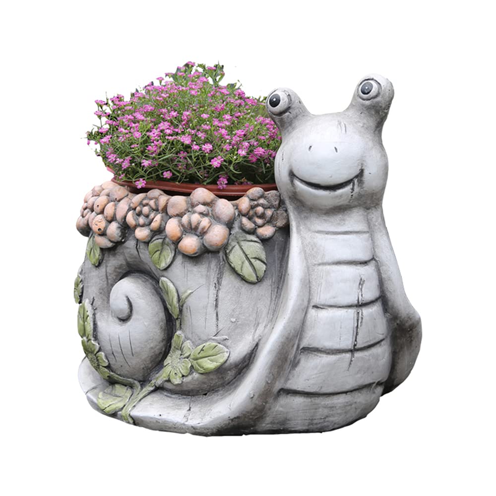 Resin Tortoise Planter Pot with Drainage Hole - Cute Animal Figurine Flower Pot for Indoor & Outdoor Decor, Garden, Patio, Lawn - Perfect for Succulents, Herbs & Small Plants