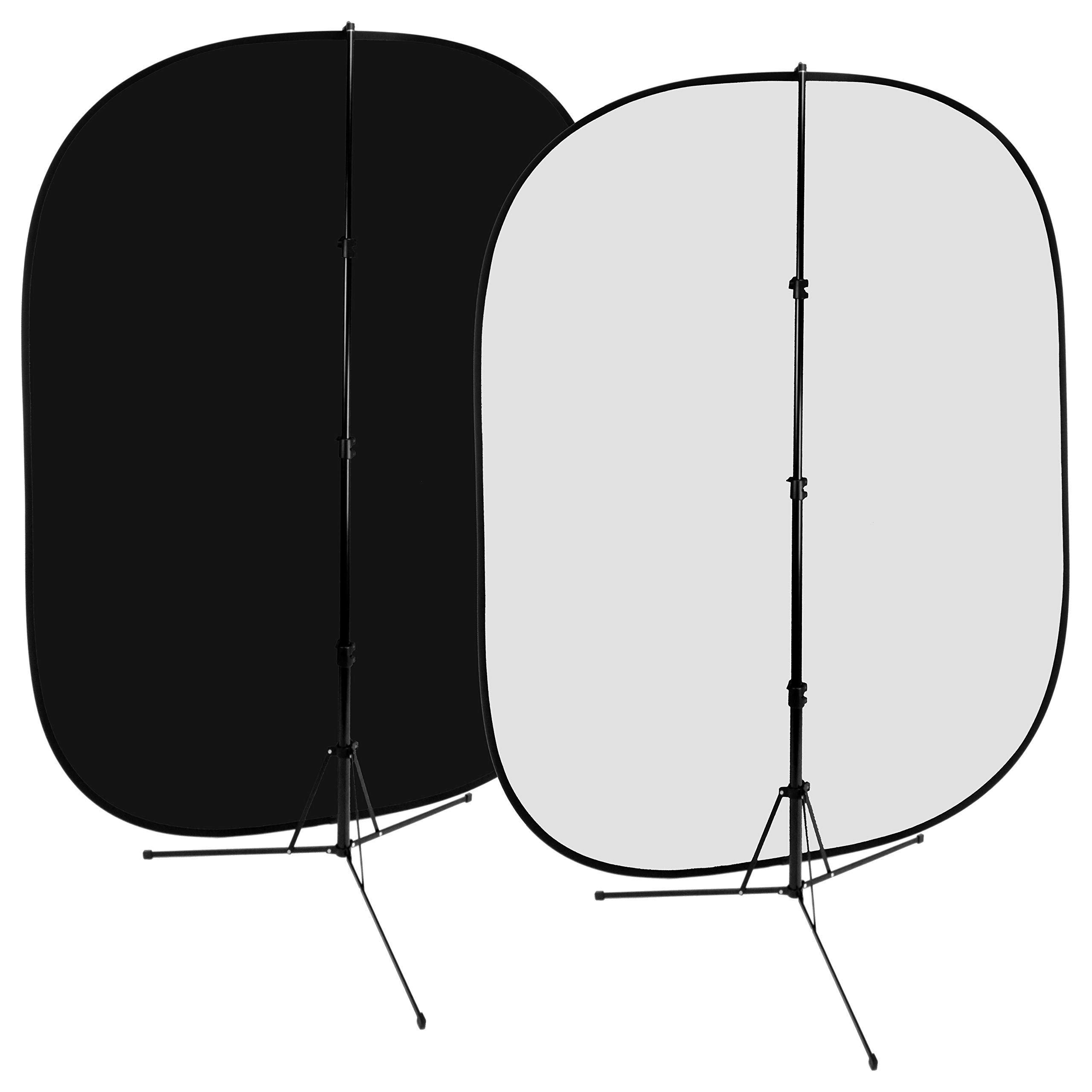 Fotodiox 5x7ft Collapsible Black & White Backdrop Kit with Stand for Photography