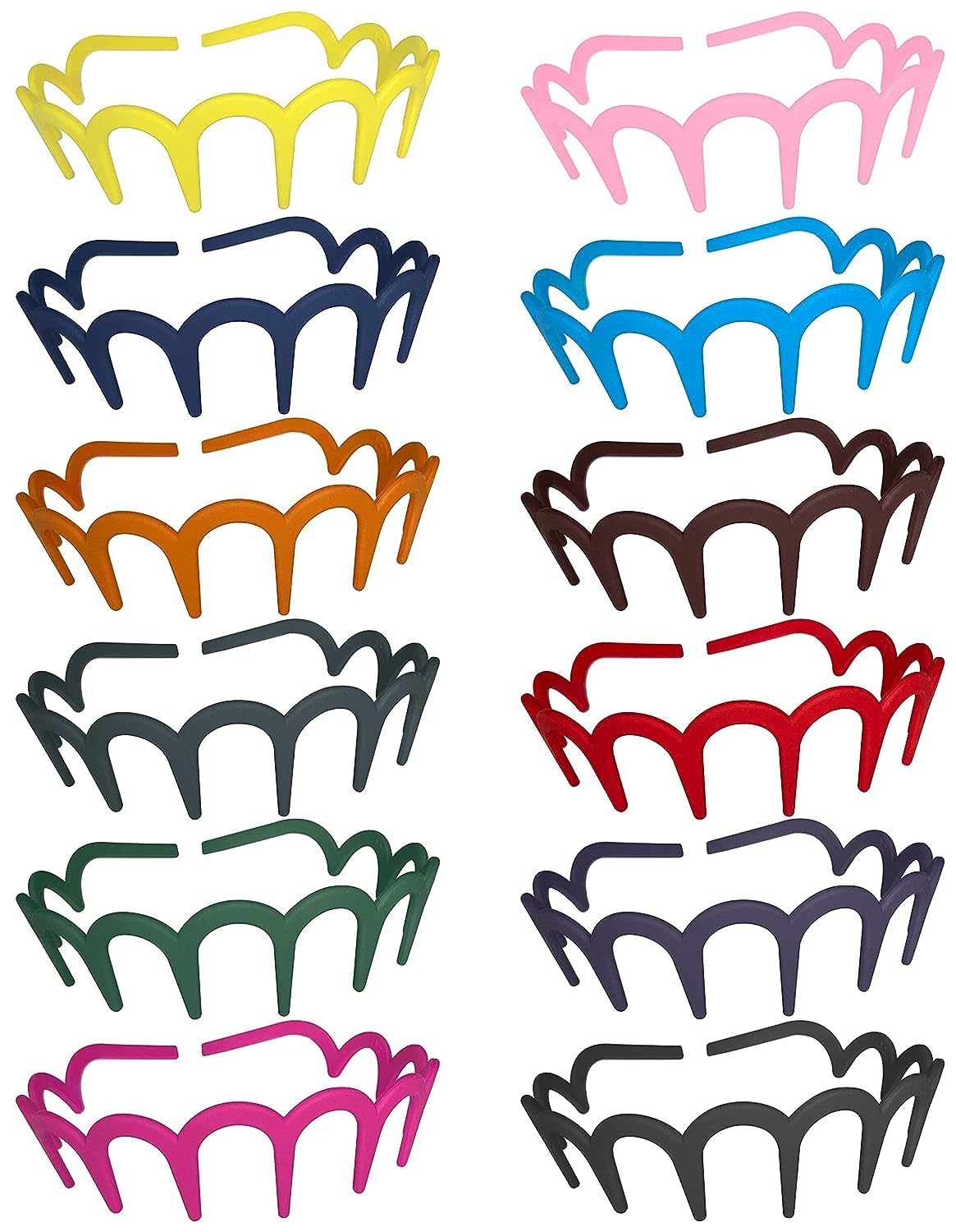 Truvic Matte Multicolor Plastic Hair Bands for Women & Girls - 12 Pack Fashion Hair Accessories for School, Work, and Everyday Styling