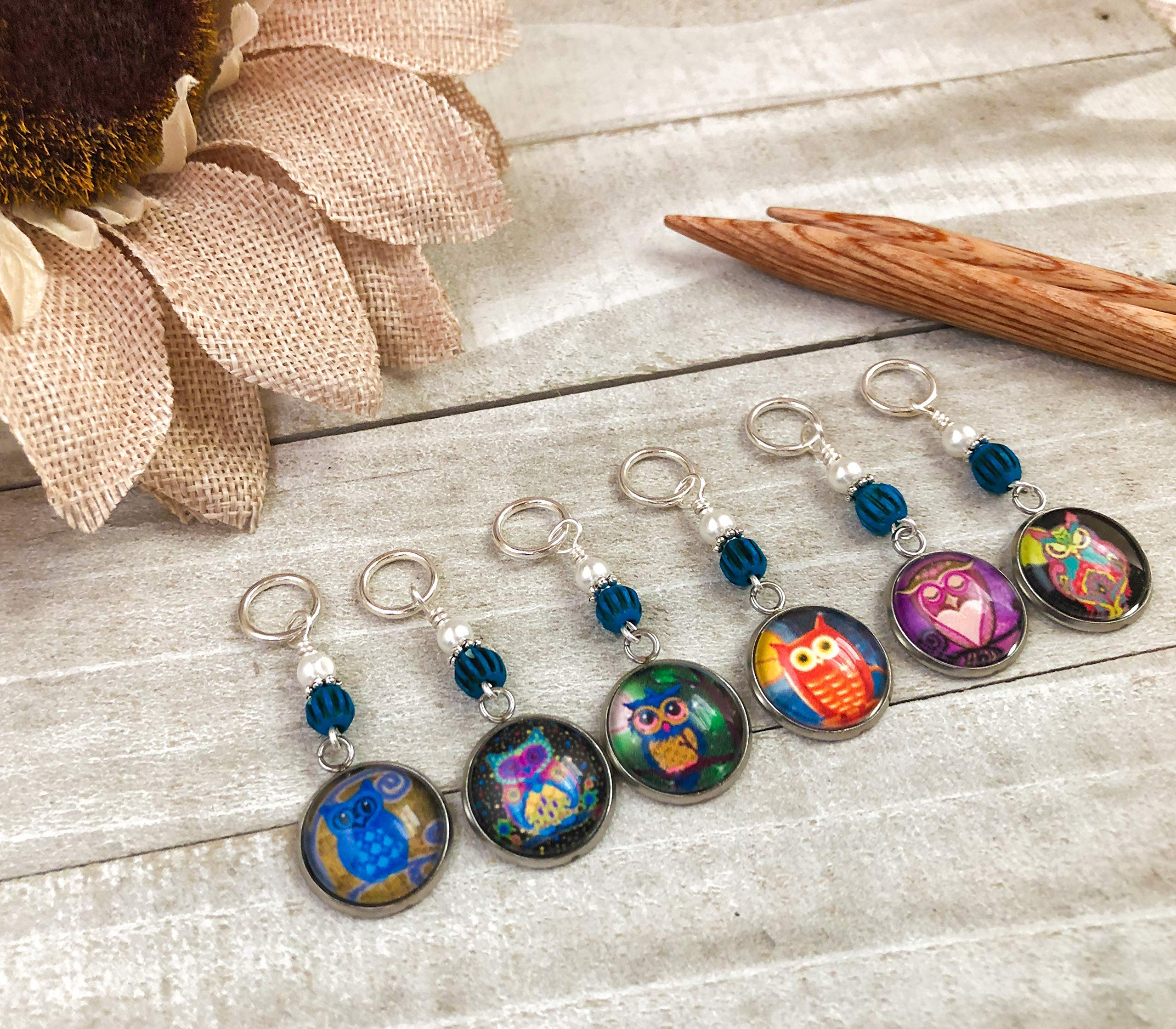 Owl Stitch Markers for Knitting & Crochet - Cute Handmade Knitting Accessories - Perfect Gift for Knitters - Great for Counting Stitches & Marking Rows in DIY Yarn Projects