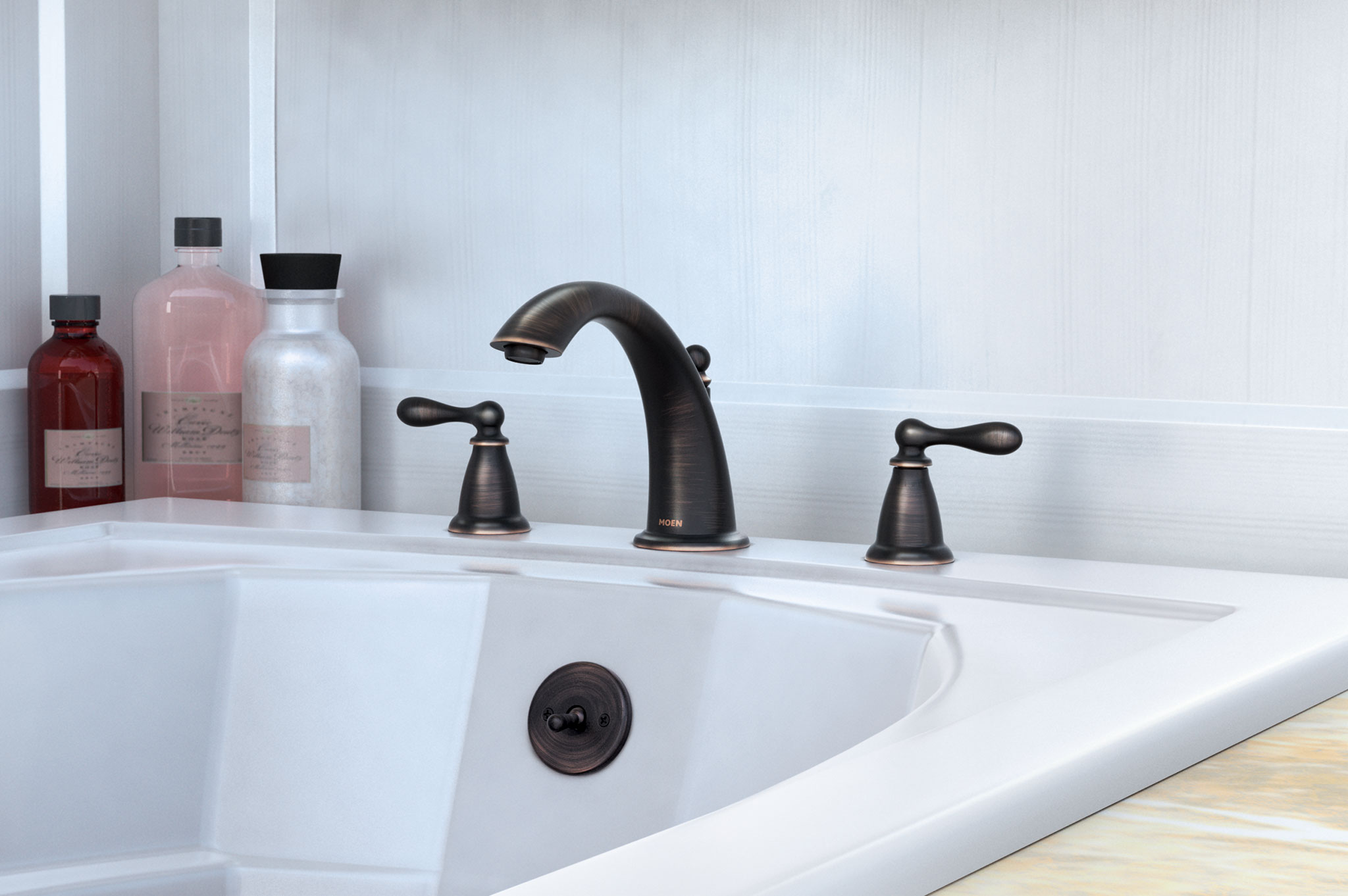 Premium Caldwell Two Handle High Arc Roman Tub Faucet - Brushed Nickel Bathroom Sink Faucet for Luxury Bathtub & Spa Relaxation