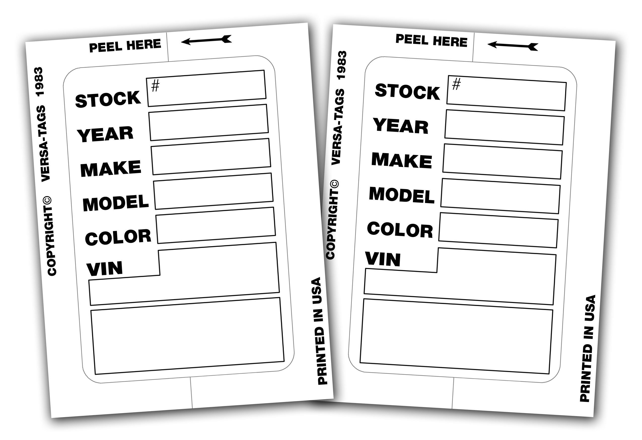 2-Pack of 100 White Stock Stickers for Car Dealerships - Genuine Versa-Tag Inventory Labels - Perfect for Vehicle Windshields, Showroom Organization & Dealership Management