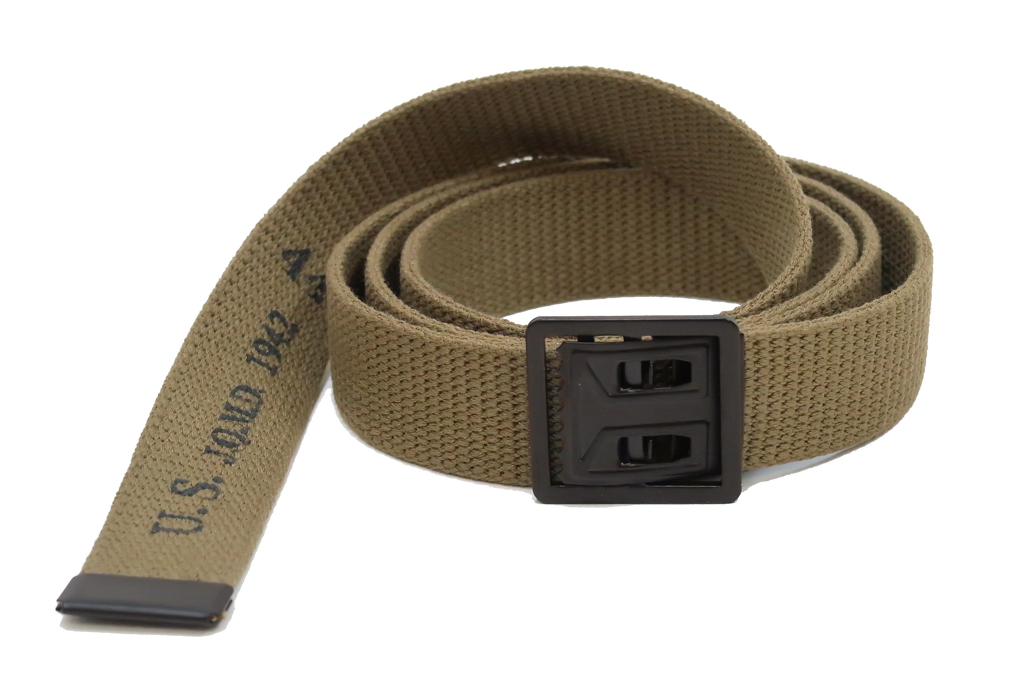 Buzz Rickson BR02719 Men's 1937 WW2 US Army GI Cotton Webbing Belt - Authentic Military Reproduction in Khaki - Perfect for Historical Reenactments & Vintage Style Outfits