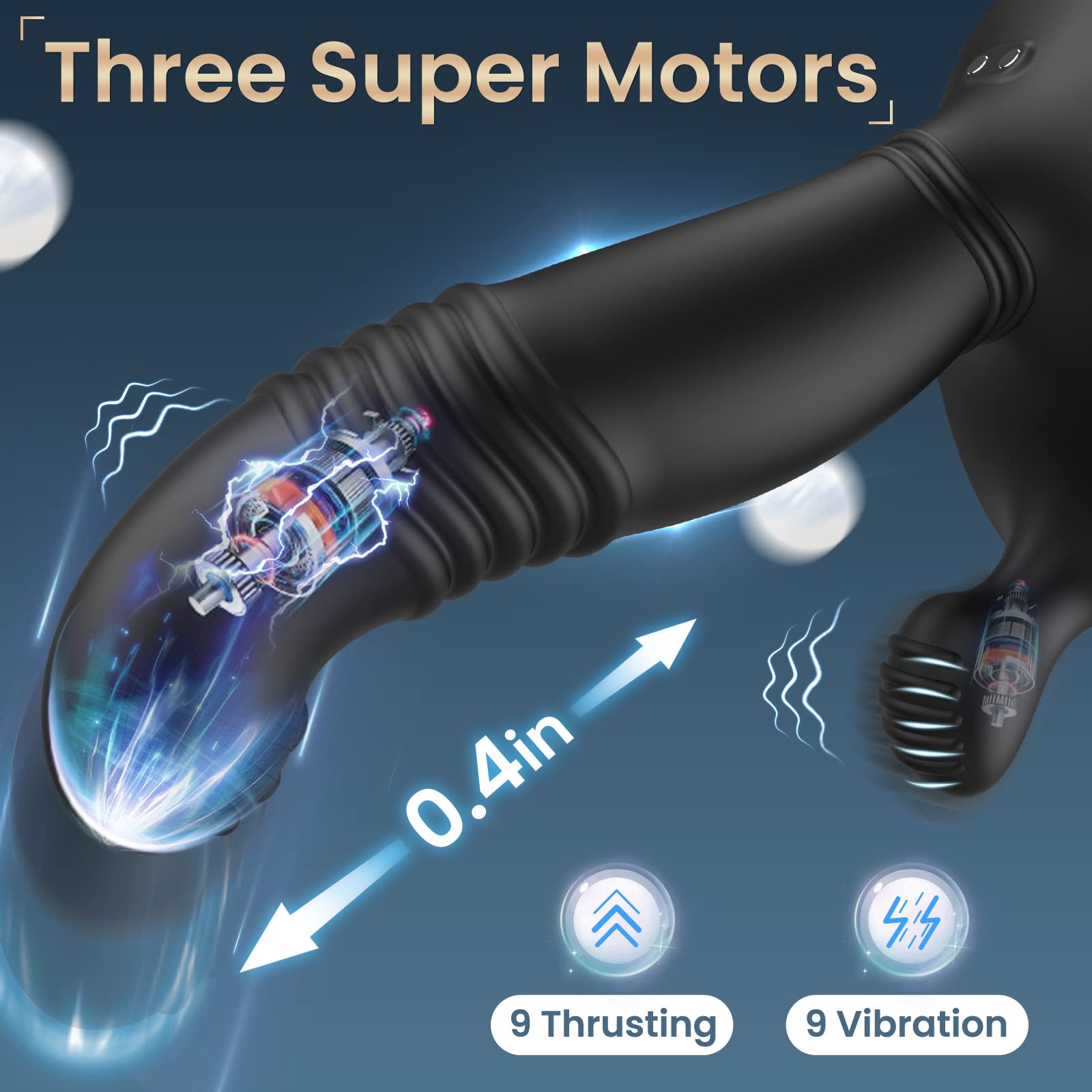 Powerful Thrusting Prostate Massager - 9 Vibration & Thrusting Modes, 3 Motors Anal Vibrator for Men & Women - G-Spot Stimulation, Couples Play - Perfect for Solo Pleasure & Intimate Moments