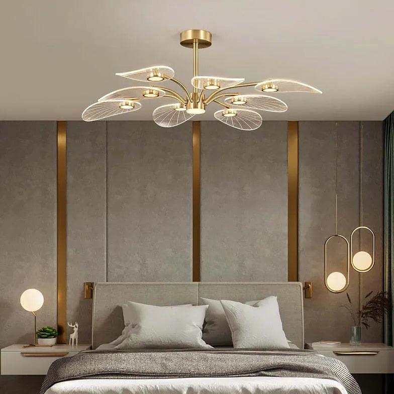 Elegant Lotus Leaf Gold LED Pendant Light - Modern Ceiling Lighting for Dining Room, Bedroom & Living Room Decor