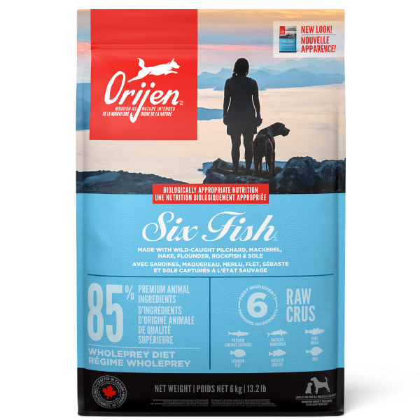 Orijen Six Fish Dry Dog Food - Premium Grain-Free Recipe for Adult Dogs - High Protein & Omega-3 for Healthy Skin & Coat - Ideal for Active Dogs & Outdoor Adventures