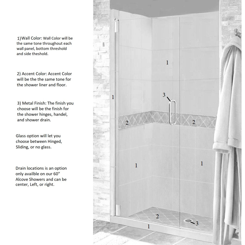 Diamond Small Alcove Shower Kit with Multiple Style & Color Options - Perfect for Bathroom Renovations & Modern Home Upgrades