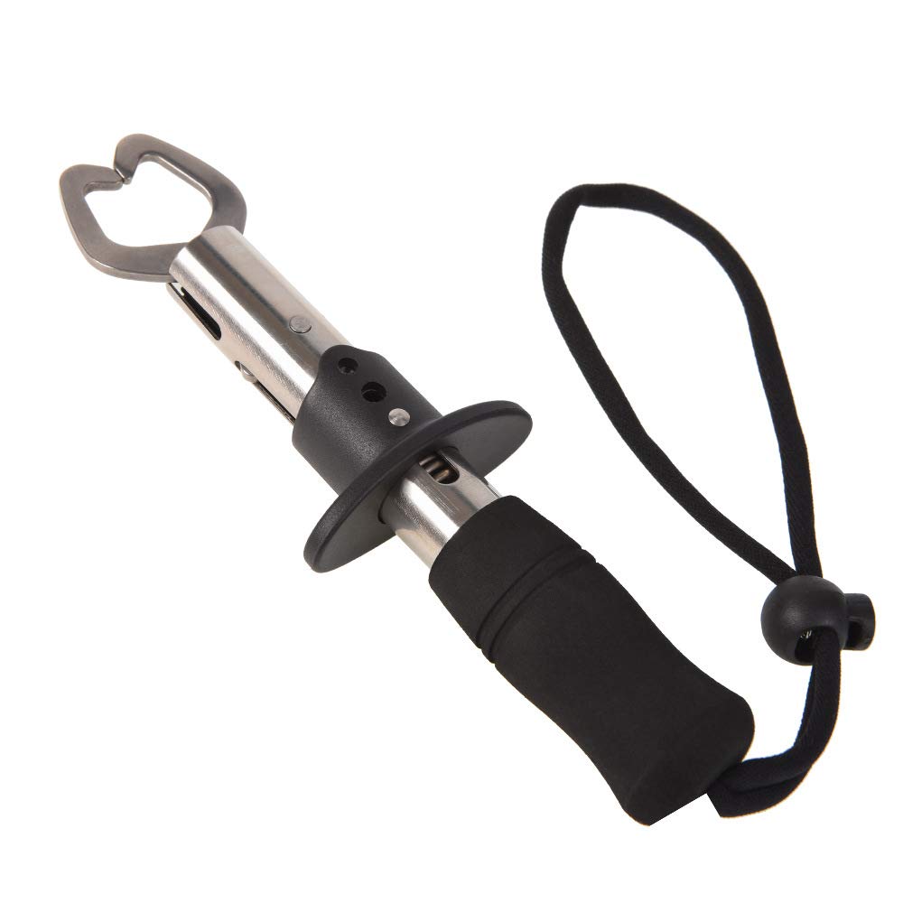Portable Stainless Steel Fish Lip Gripper Tool with Wrist Strap - Secure Fish Handling for Catch & Release, Fishing Tournaments, and Outdoor Adventures