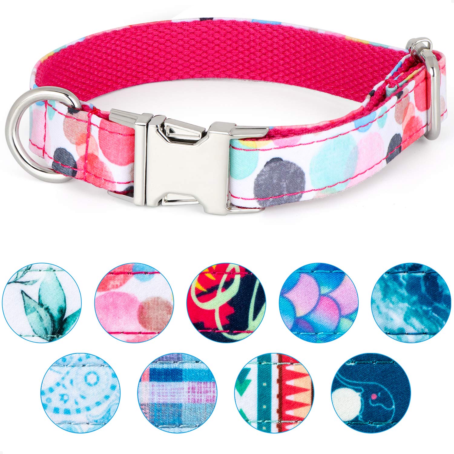 VIILOCK Soft Webbing Pink Dog Collar - Adjustable Puppy Collar for Small Dogs, Cute & Comfortable Pet Accessory (Bubble Pink, Size S) - Perfect for Daily Walks, Training & Fashion Outfits