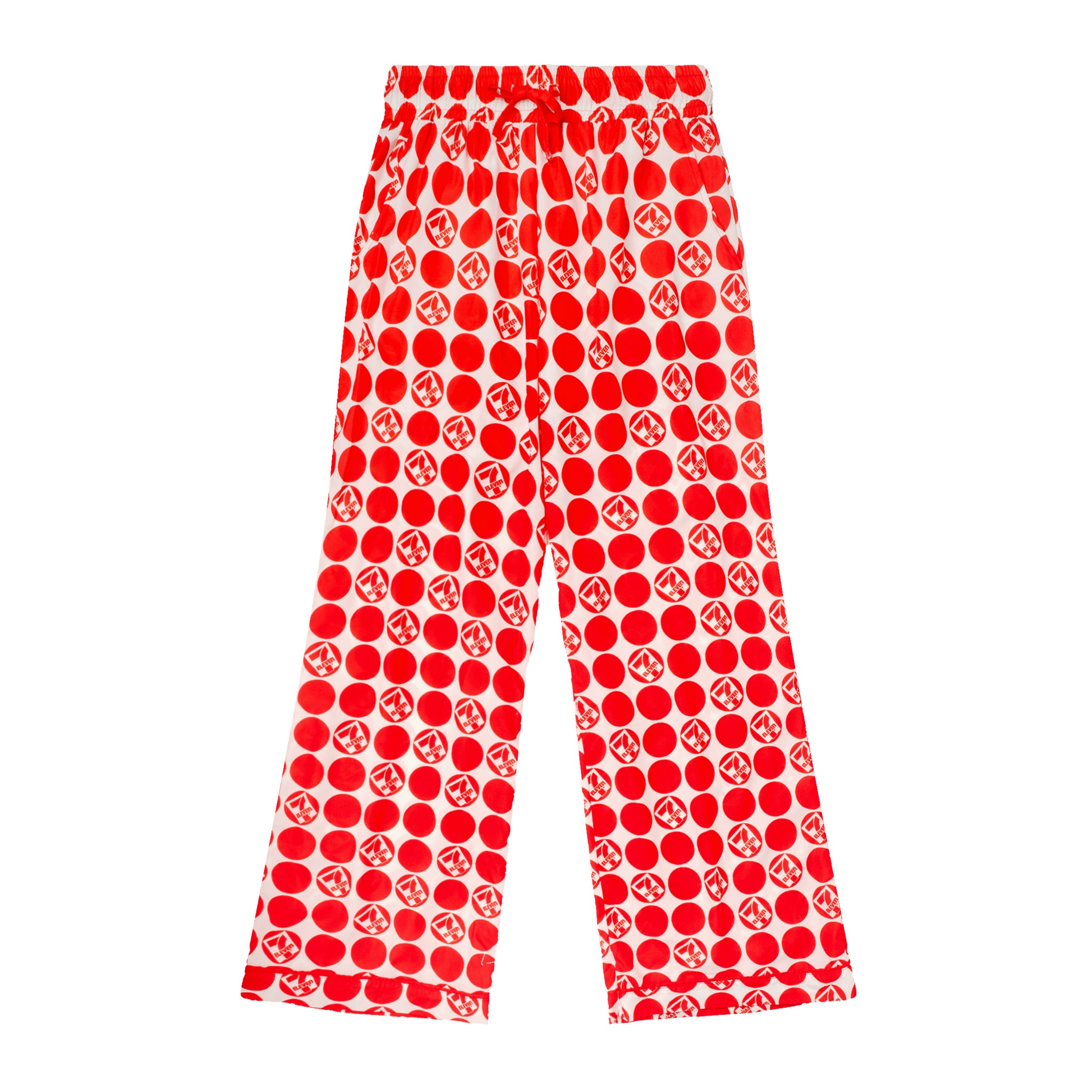Retro Dot Woven Pants for Women - Vintage 7 Eleven® Style Casual Lounge Bottoms for Home, Work & Streetwear