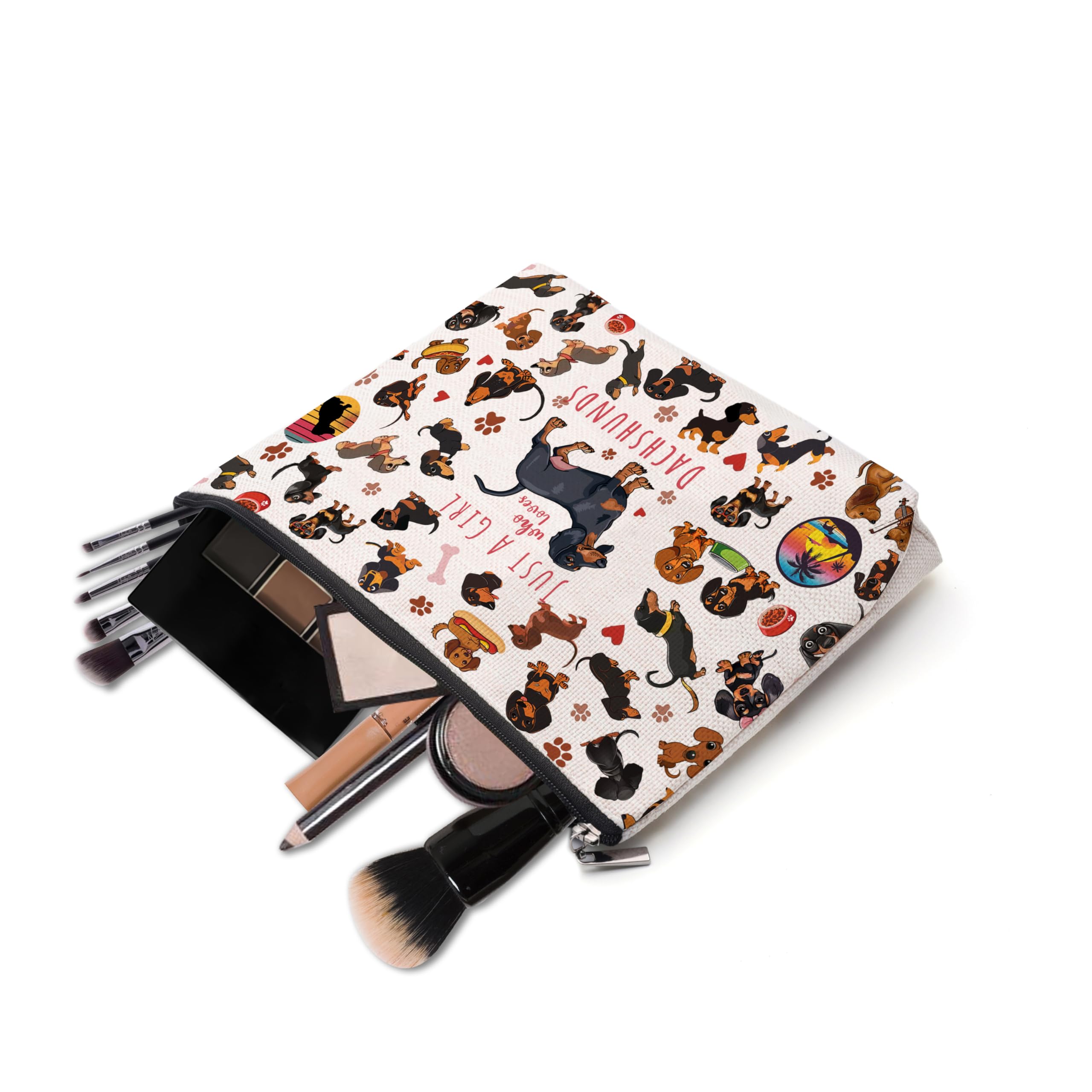 Dachshund Makeup Bag for Women - Cute Wiener Dog Cosmetic Pouch with Zipper, Perfect Birthday Gift for Dachshund Lovers | Great for Travel, Gym & Daily Essentials Storage