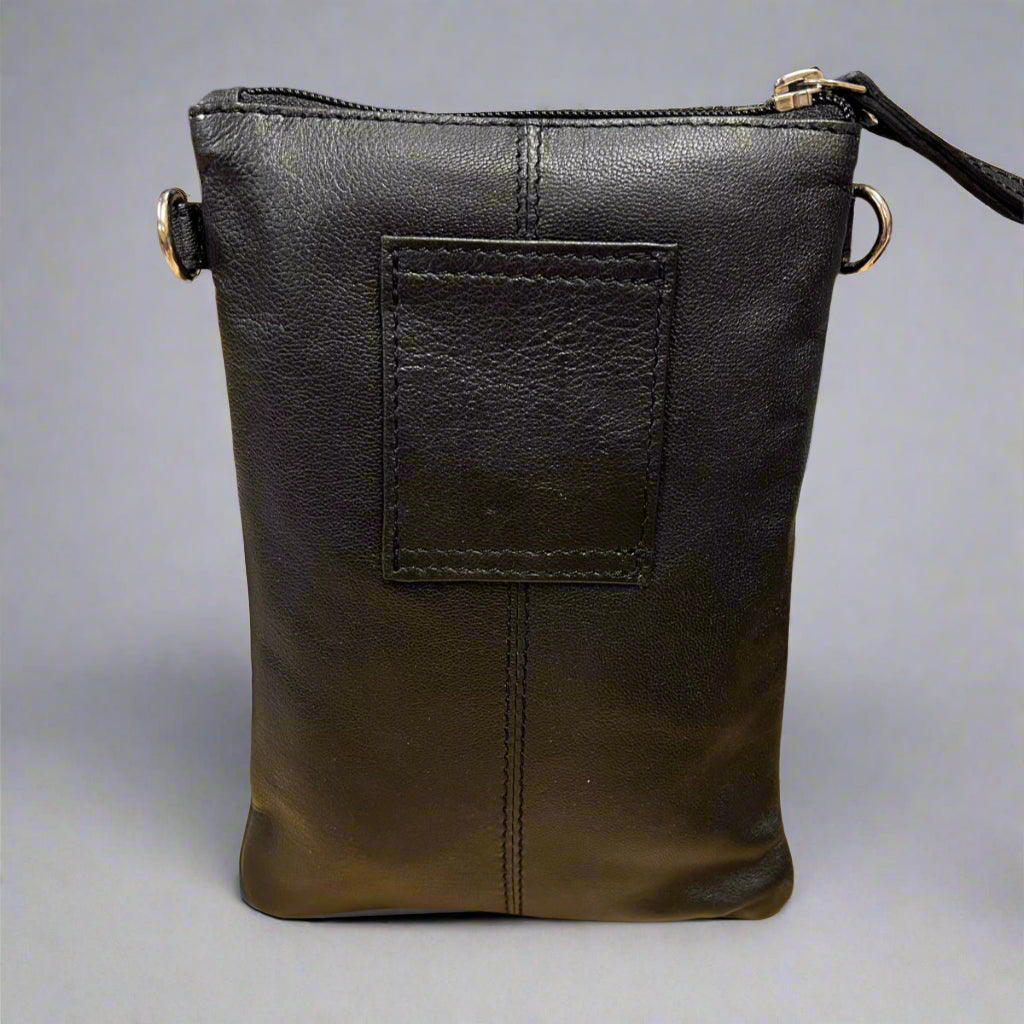 Stylish Greenwood Leather Mini Crossbody Bag with 3 Secure Zipper Pockets - Perfect for Travel, Shopping & Everyday Use