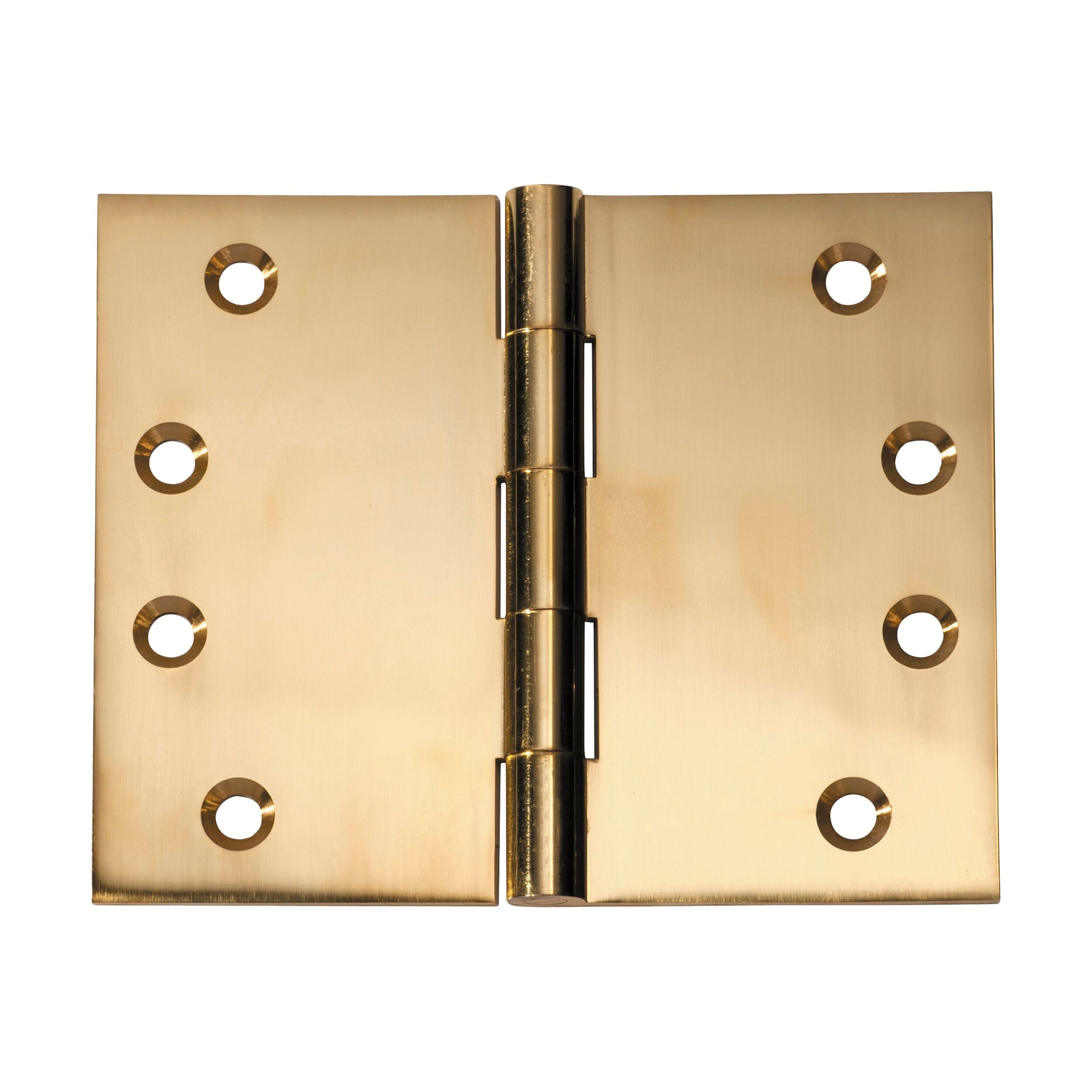 2490 Hinge Broad Butt Polished Brass H100xW125mm - Heavy Duty Cabinet & Door Hardware for Home & Office Use