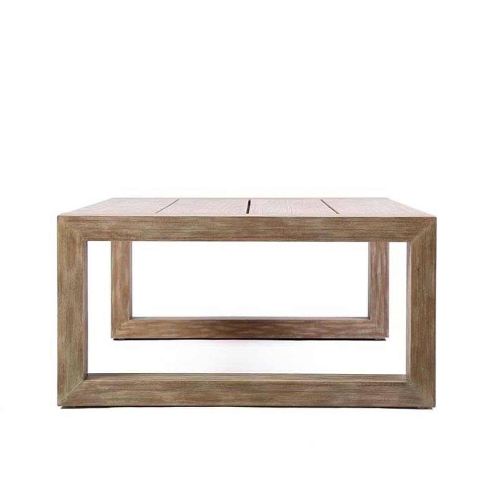 Solid Eucalyptus Outdoor Patio Coffee Table with Teak Finish - Weatherproof & Durable for Garden, Poolside & Backyard Decor