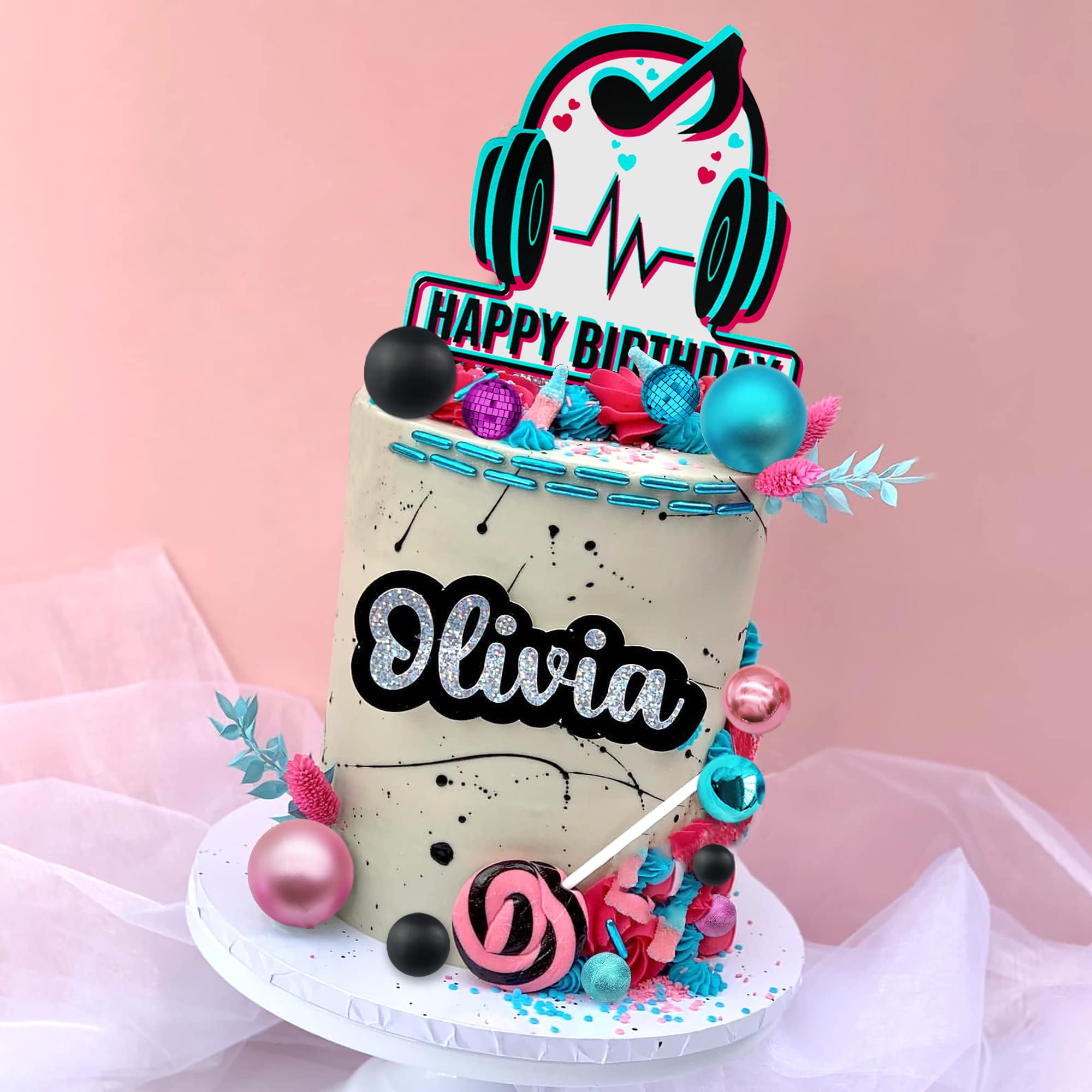 14 PCS Disco Ball Cake Toppers - Blue, Pink, Black Mirror Ball Decorations for Birthday, Wedding, Disco Theme Parties - Perfect for Boys, Girls, Musical & Video Media Celebrations - Great for Cake Decor, Table Centerpieces & Party Backdrops