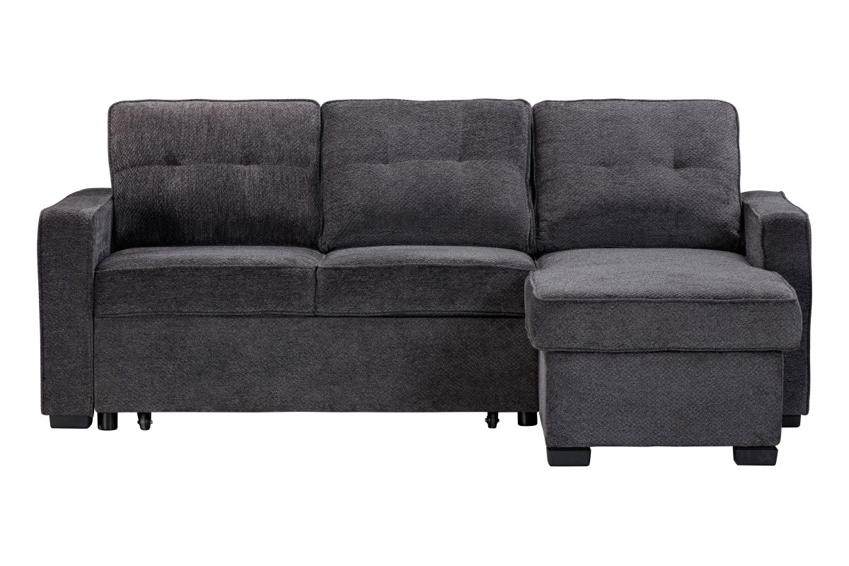 Amias Sleeper Bed with Storage - Charcoal Gray Sofa Bed for Small Spaces, Guest Room & Living Room | Comfortable & Space-Saving Furniture