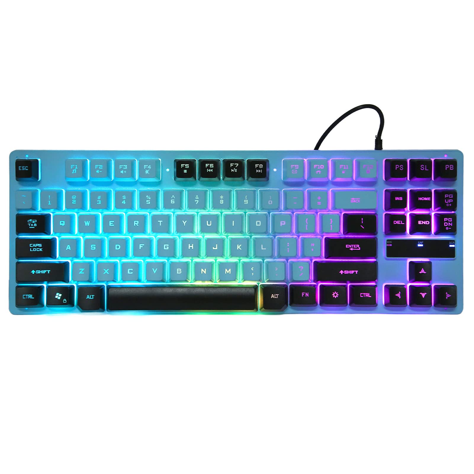 87-Key Portable Wired Gaming Keyboard with Ergonomic Design & RGB Backlight - Blue Black | Perfect for PC, Laptop, Office & Home Gaming Setup