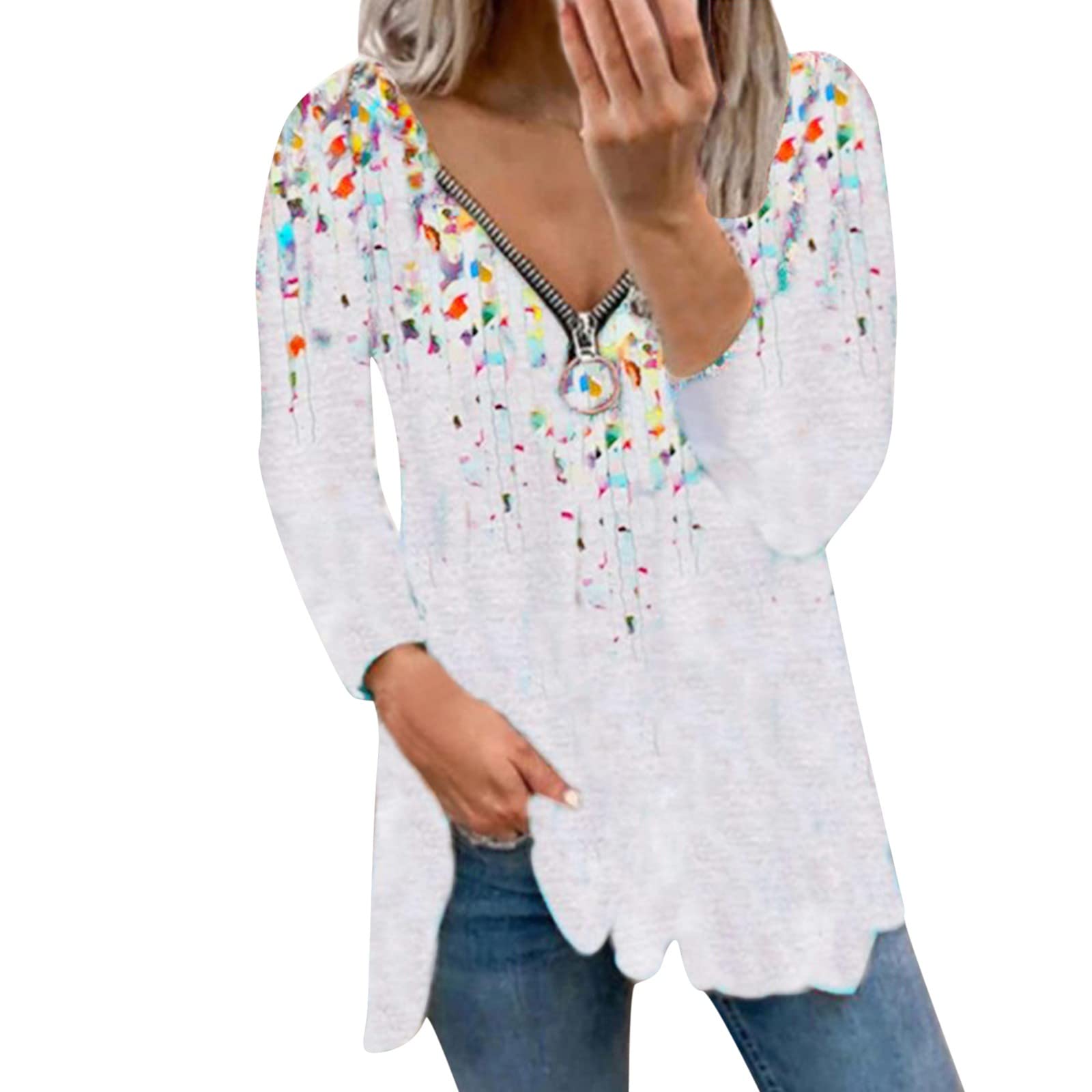 Women's Long Sleeve Floral Print Tunic Top - Casual Round Neck Pullover Blouse for Fall | Perfect for Layering, Office Wear & Everyday Comfort
