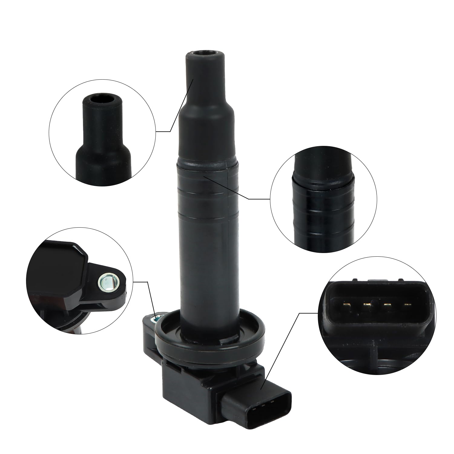 4PCS UF-316 Ignition Coils & BKR5EGP Iridium Spark Plugs Set - Compatible with Toyota Echo, Prius, Yaris, Scion xB 1.5L L4 Engine - Replaces #C1304, 5C1293, E346 - Improve Engine Performance & Fuel Efficiency