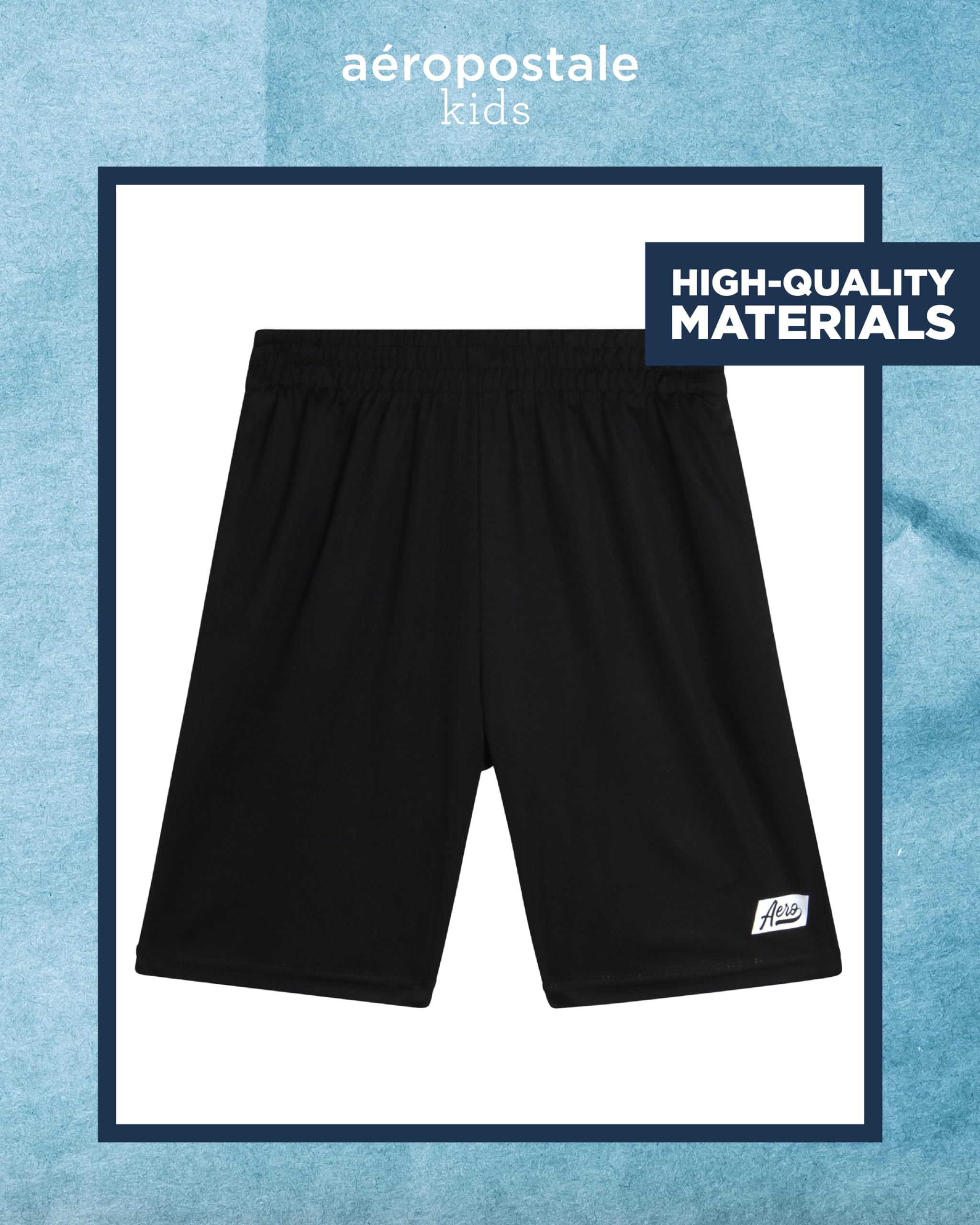 AEROPOSTALE Boys' Active Shorts Set - 2 Piece Short Sleeve T-Shirt and Breathable Mesh Gym Shorts - Comfortable Athletic Outfit for Boys Age 4-12 - Perfect for Sports, Playground & Summer Activities