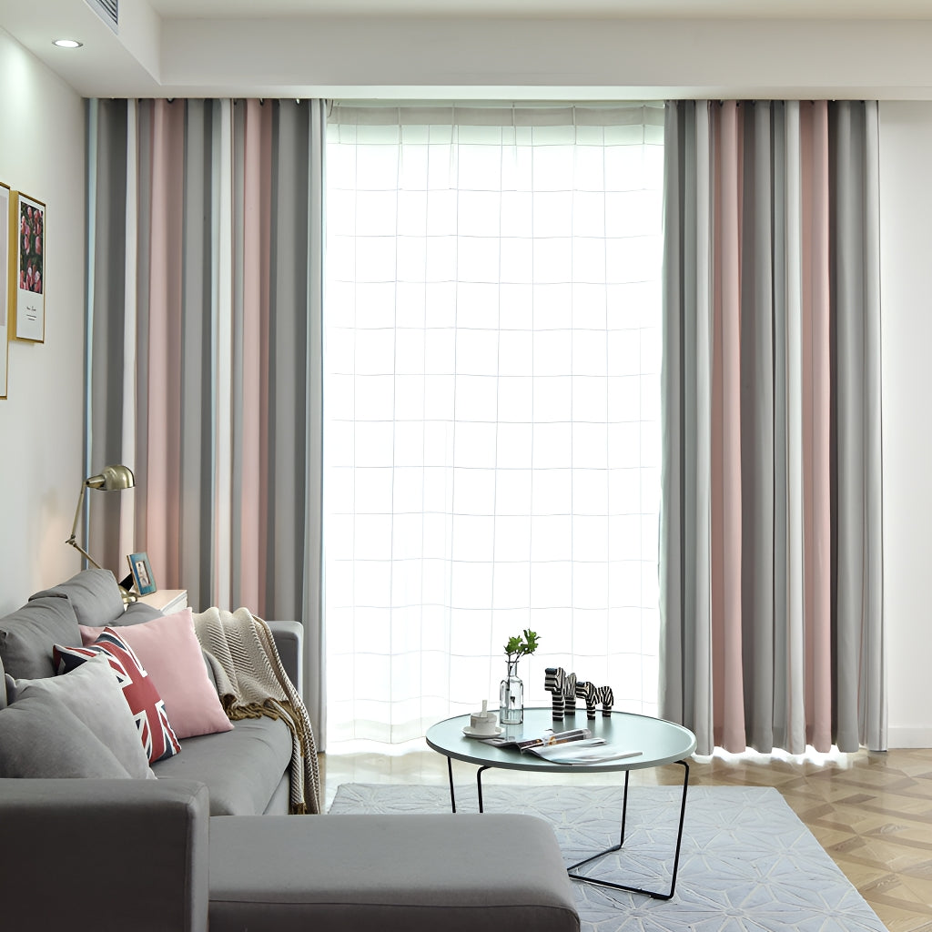 Gisselle Color Blocking Blackout Curtains - Custom Room Darkening Window Drapes for Bedroom & Nursery | Noise Reducing & Light Blocking for Better Sleep