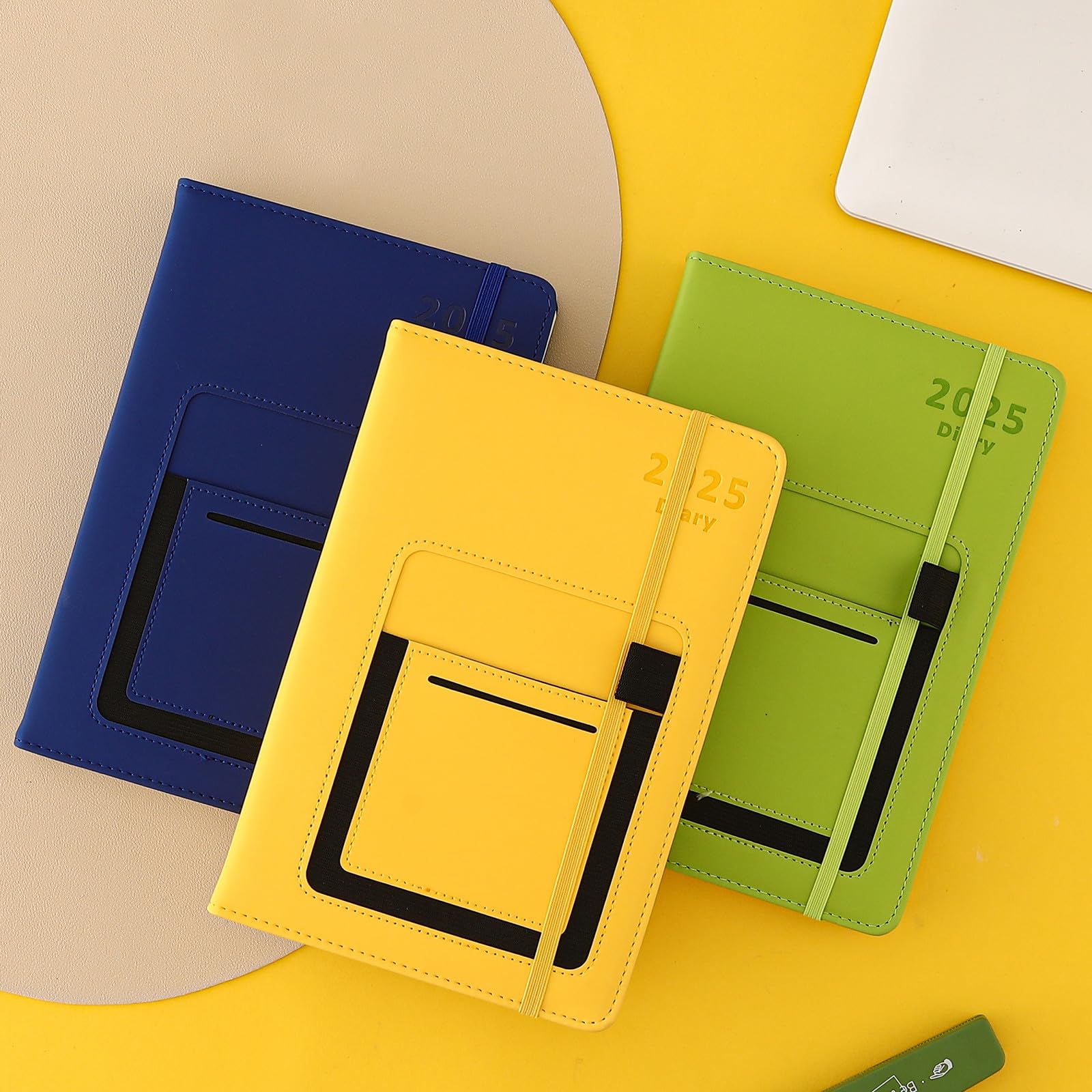 2025 Academic Planner & Daily Diary - January to December A5 Page-a-Day Organizer with Colorful Monthly Tabs, Inner Pocket & Elastic Closure (Green) - Perfect for Students, Teachers & Office Professionals