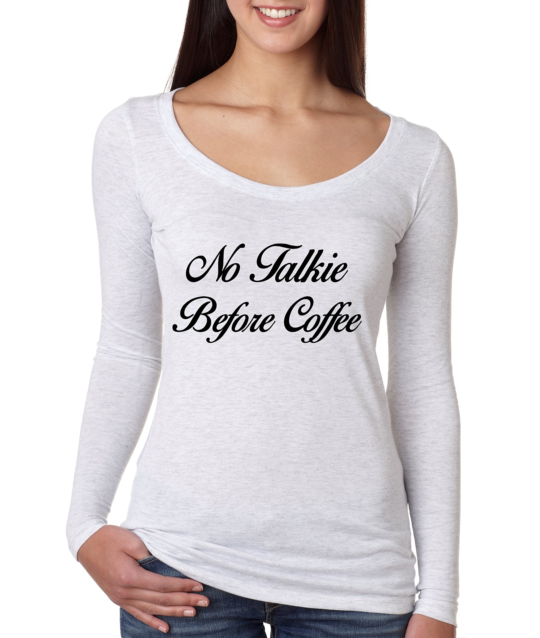 ALLNTRENDS Women's No Talkie Before Coffee Graphic T-Shirt - Funny Coffee Lover Tee for Casual Wear, Work & Gifts