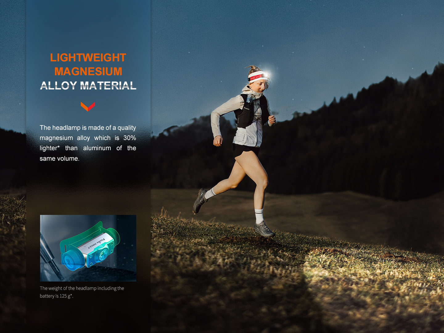 Fenix HM62 T Lightweight Rechargeable Headlamp for Trail Running, Hiking, Camping & Outdoor Adventures - 500 Lumens Waterproof LED Headlight with Adjustable Beam