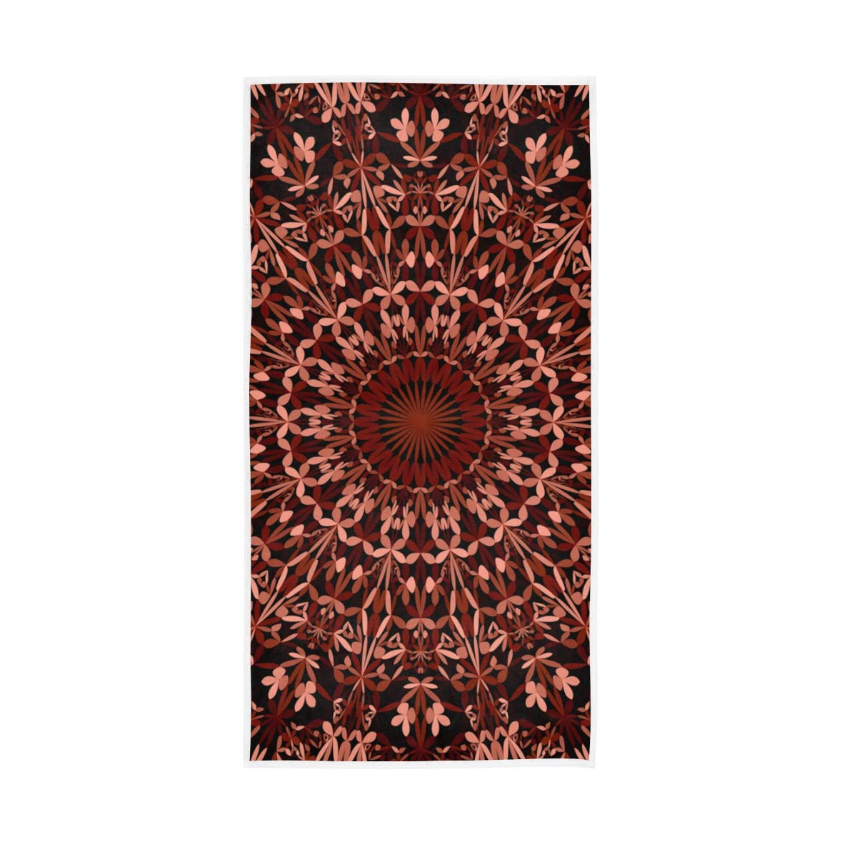 Senya Boho Maroon Mandala Bath Towel - Ultra Soft 30x15 Inch Hand Towels for Bathroom, Spa, Gym & Sports - Perfect for Yoga, Travel & Home Decor