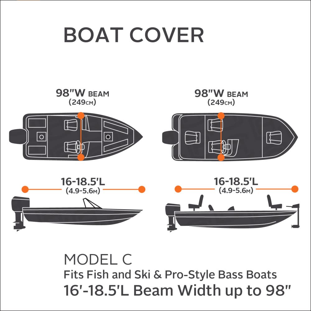 Stellex All Seasons Boat Cover for 16' - 18.5' Boats | Fade-Resistant Polyester Fabric | Trailerable Protection | Perfect for Outdoor Storage & Marine Use