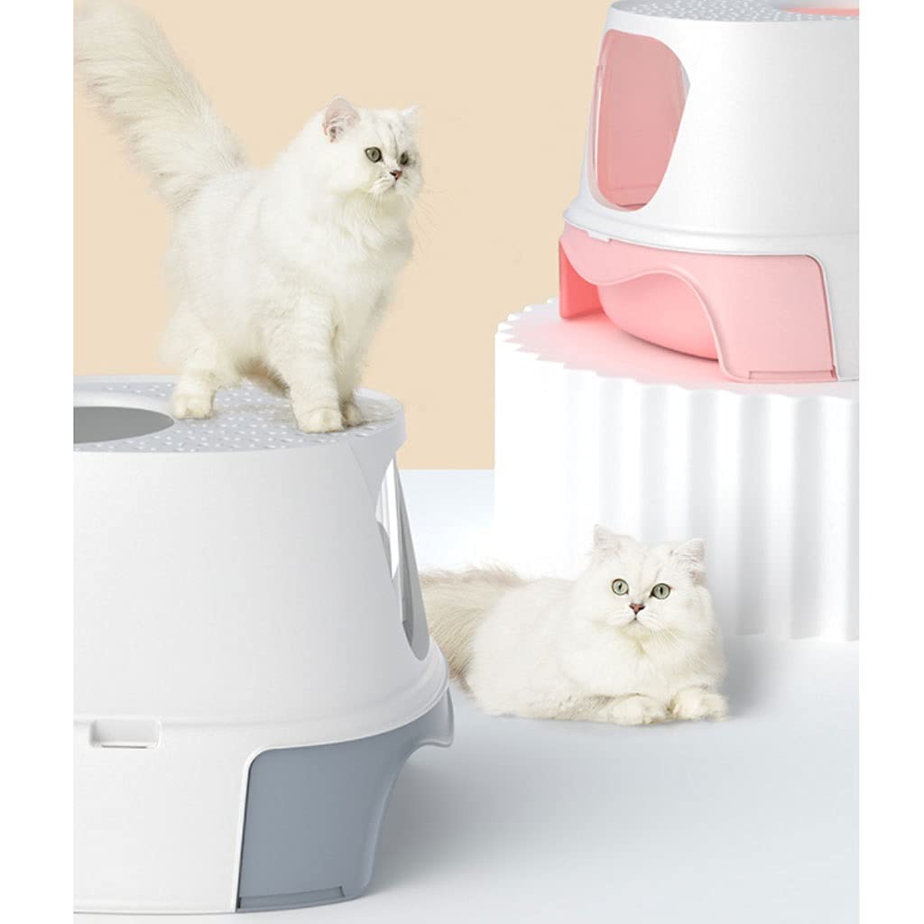 Top Entry Enclosed Cat Litter Box with Odor Control - Splash Proof Large Plastic Litter Tray with Drawer for Easy Cleaning | Perfect for Small Spaces & Multi-Cat Homes (Color A)